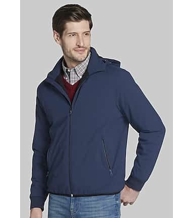 Men s Traveler Collection Traditional Fit Hooded Jacket at Jos. A. Bank Blue Light Navy Size x Large Regular Outerwear