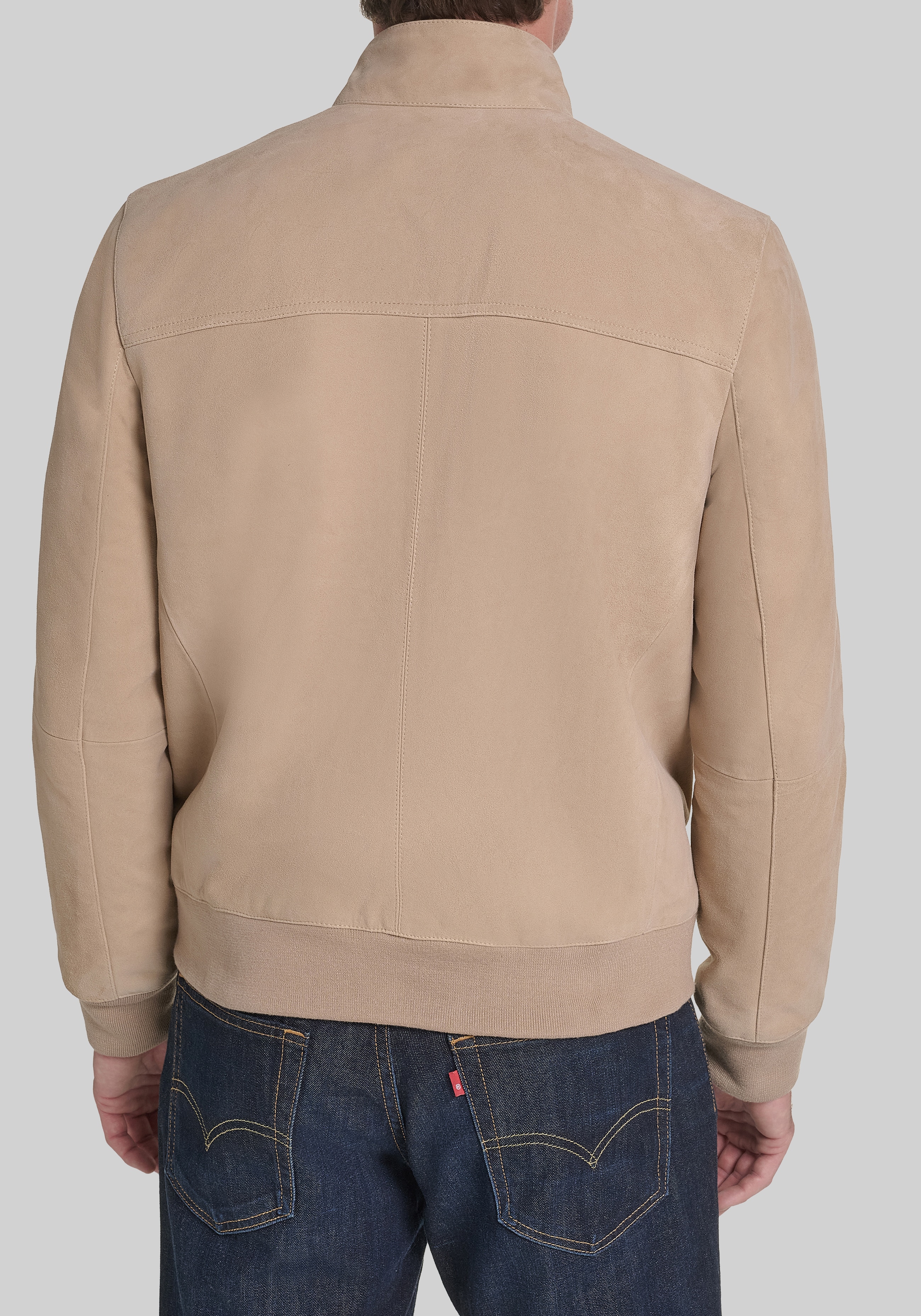 Cole Haan Tailored Fit Suede Leather Bomber Jacket