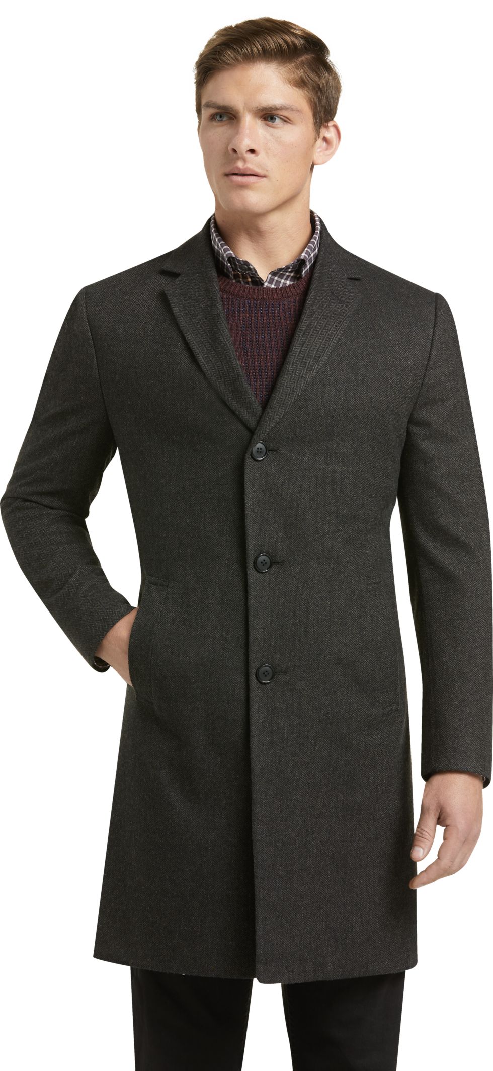 1905 Collection Tailored Fit Herringbone Topcoat CLEARANCE - Outerwear ...
