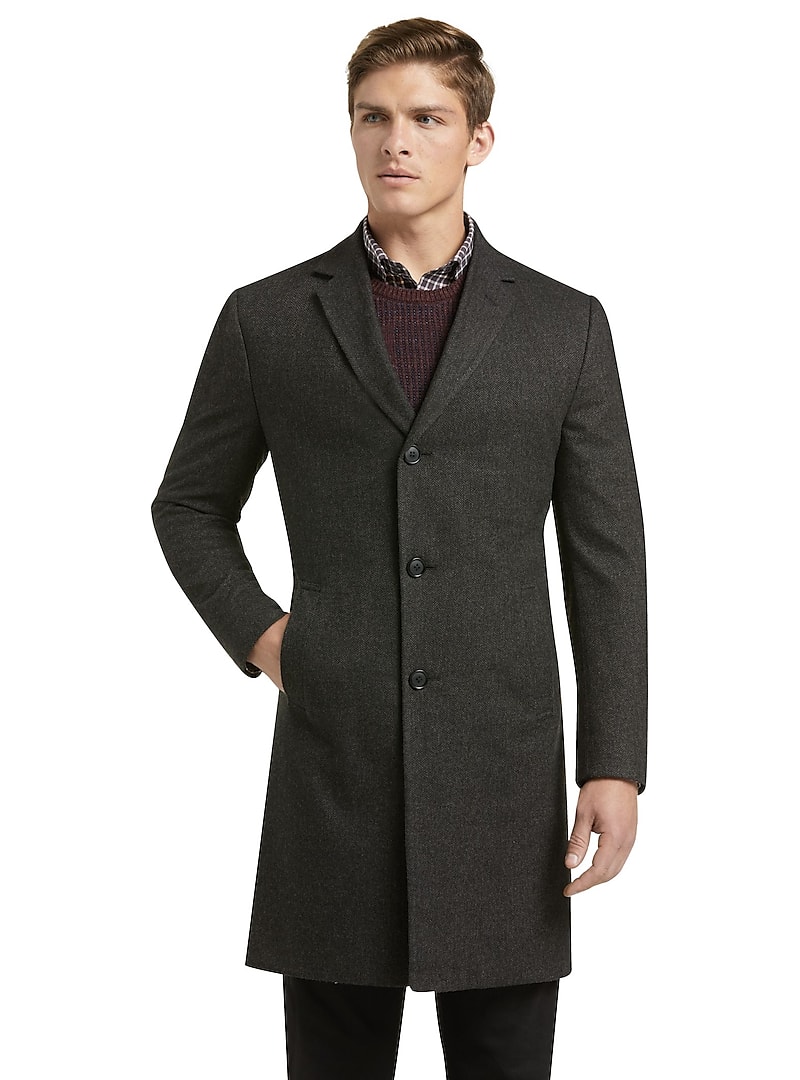 1905 Collection Tailored Fit Herringbone Topcoat CLEARANCE - Outerwear ...