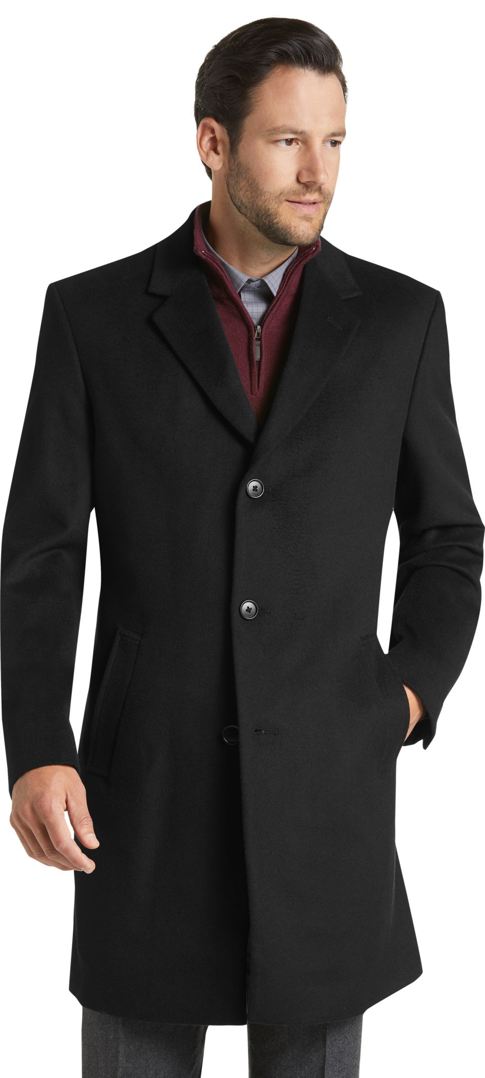 Joseph A. Bank Tailored Fit Wool-Blend Topcoat - Big & Tall - All Big ...
