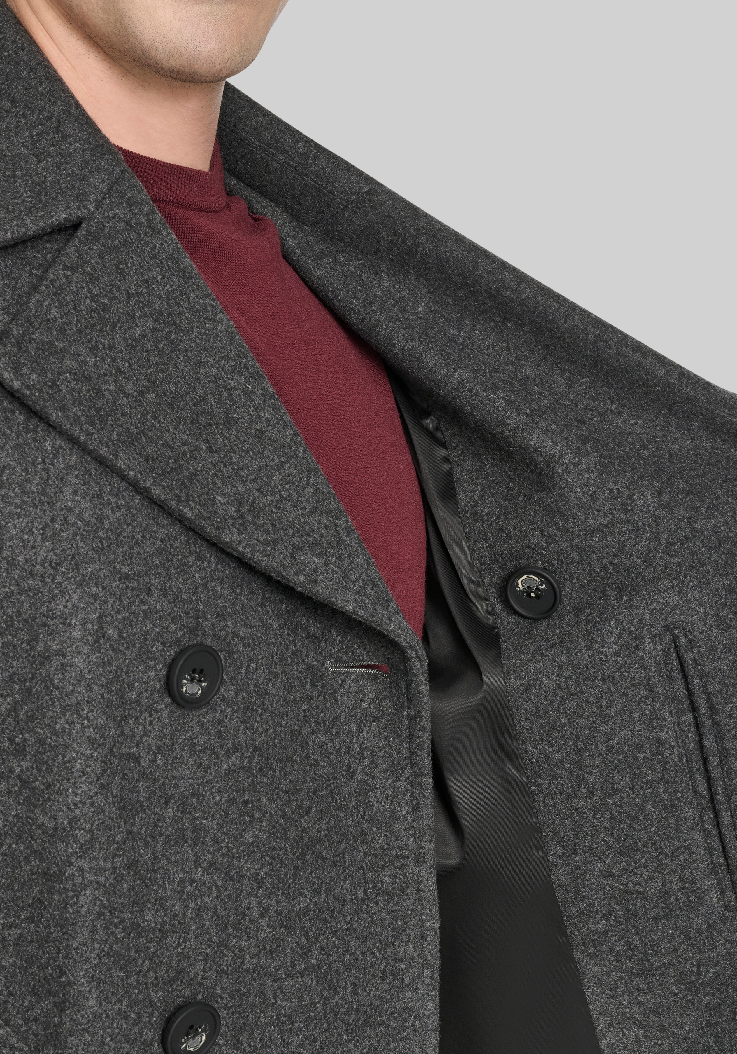 Cole Haan Tailored Fit Stretch Wool Peacoat