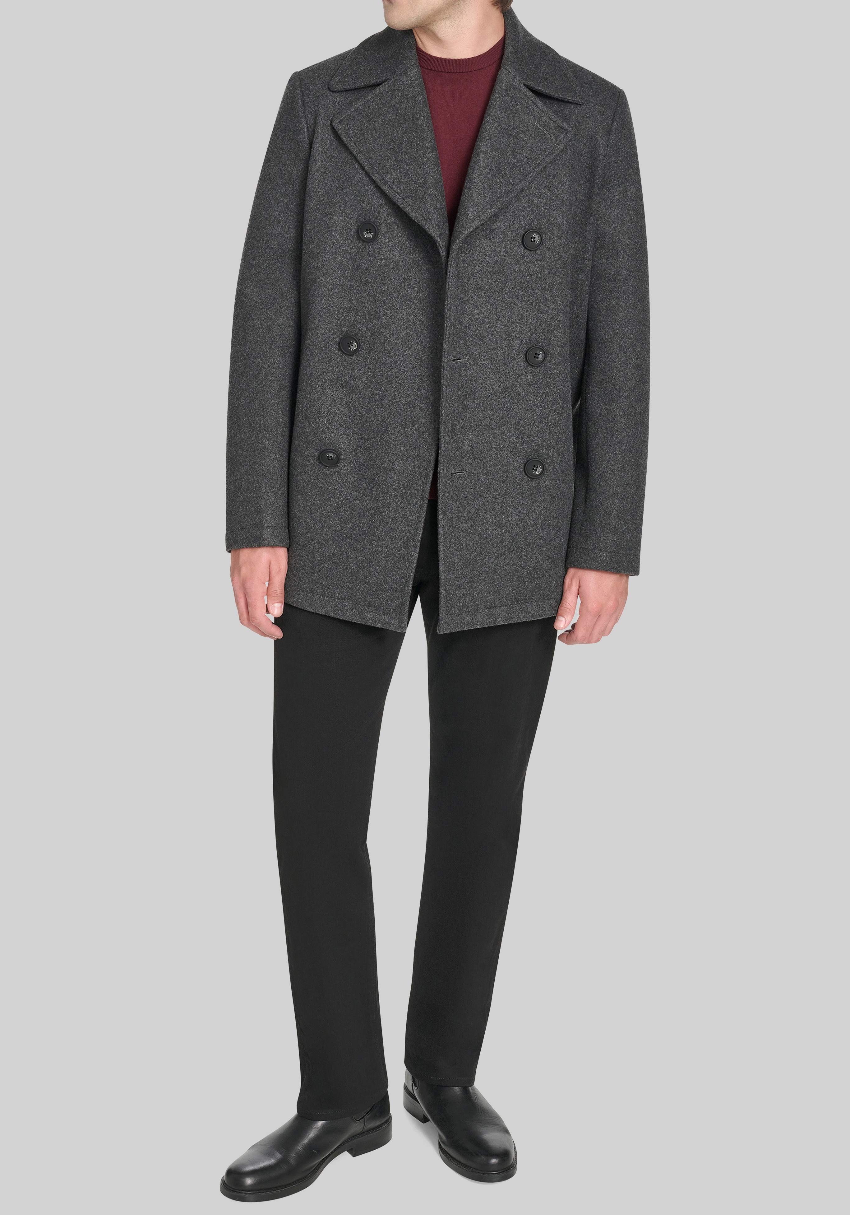 Cole Haan Tailored Fit Stretch Wool Peacoat