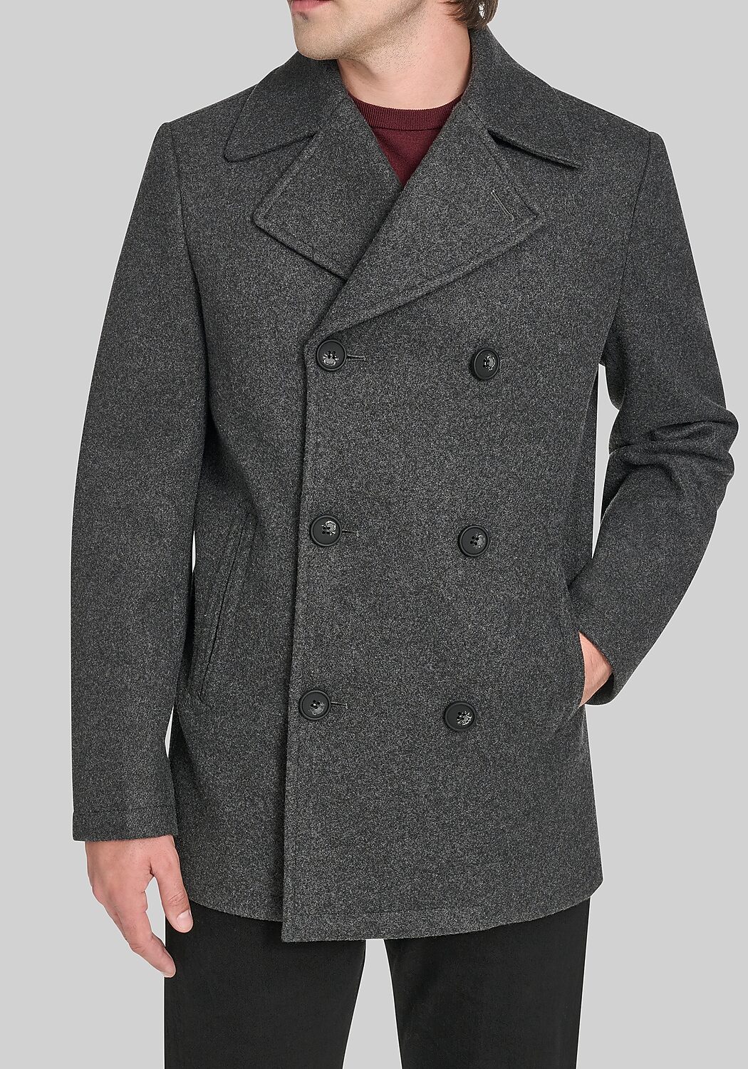 Cole Haan Tailored Fit Stretch Wool Peacoat