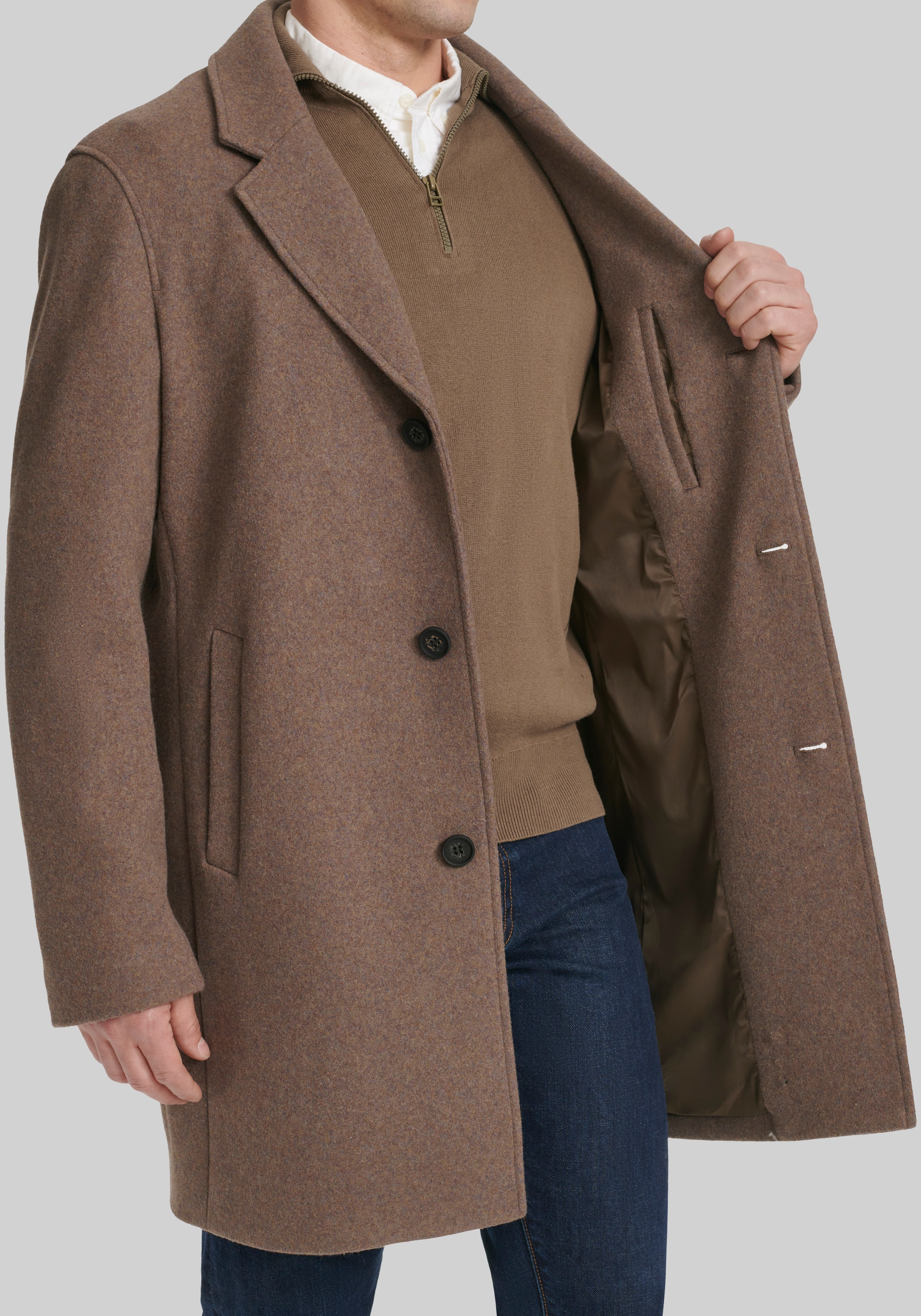Cole Haan Tailored Fit Stretch Wool Top Coat