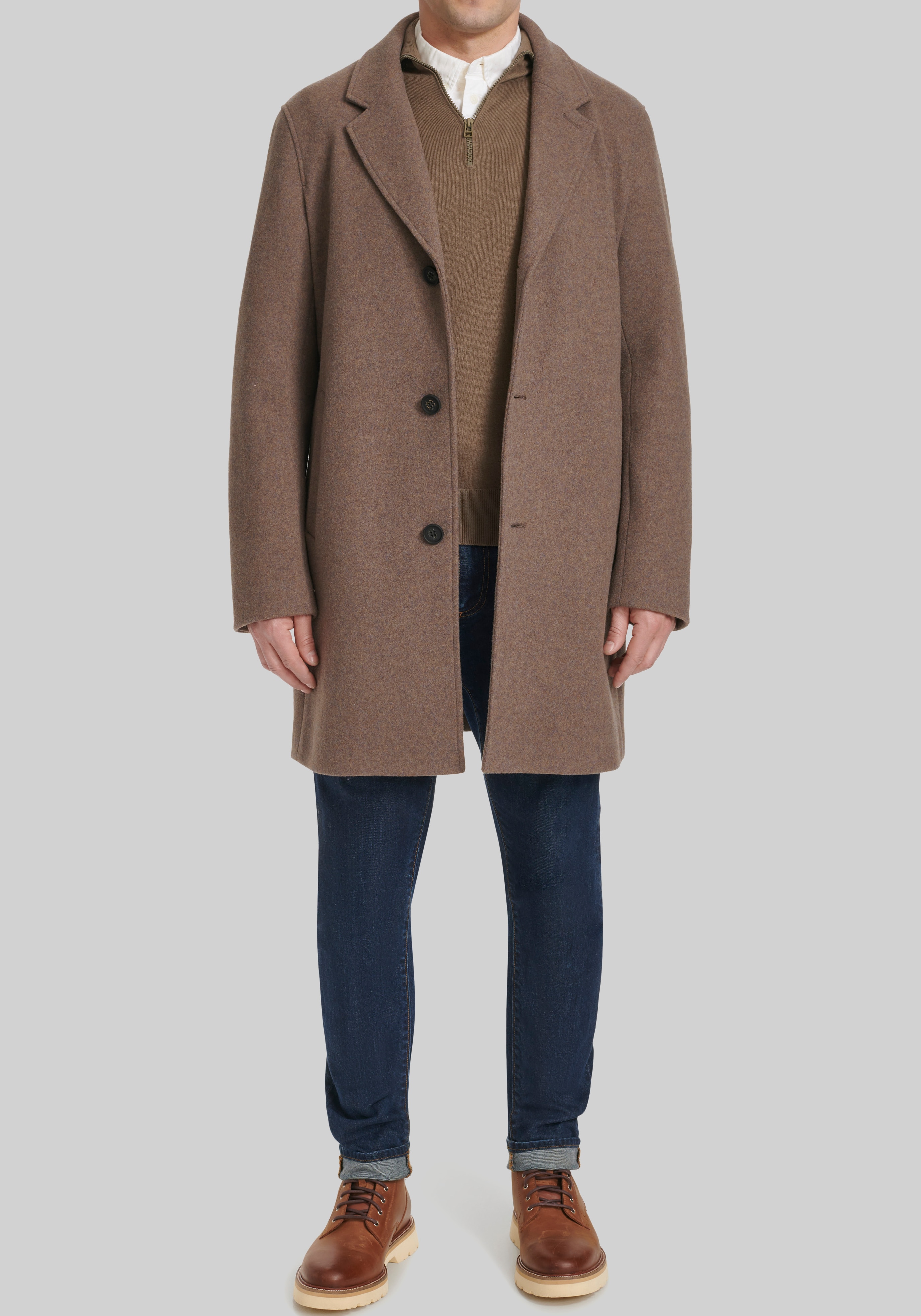 Men's Outerwear, Cole Haan Tailored Fit Stretch Wool Top Coat - Jos A Bank