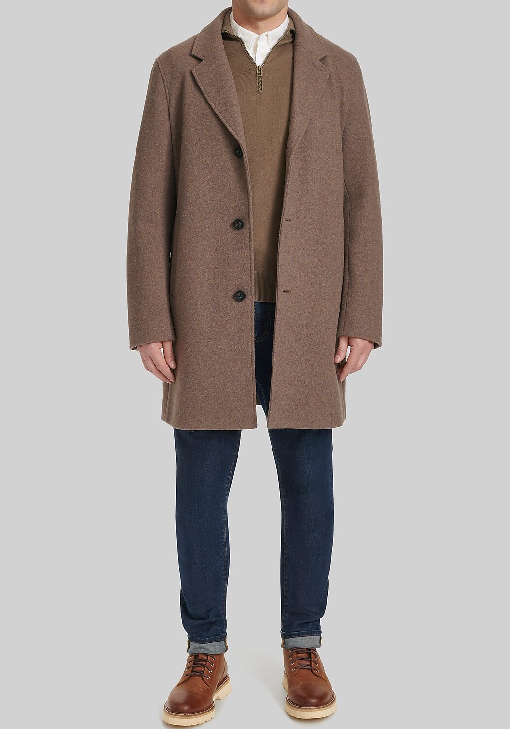 Cole Haan Tailored Fit Stretch Wool Top Coat