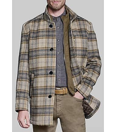 Johnston Murphy Tailored Fit Plaid Car Coat Casual Coats Jos A Bank