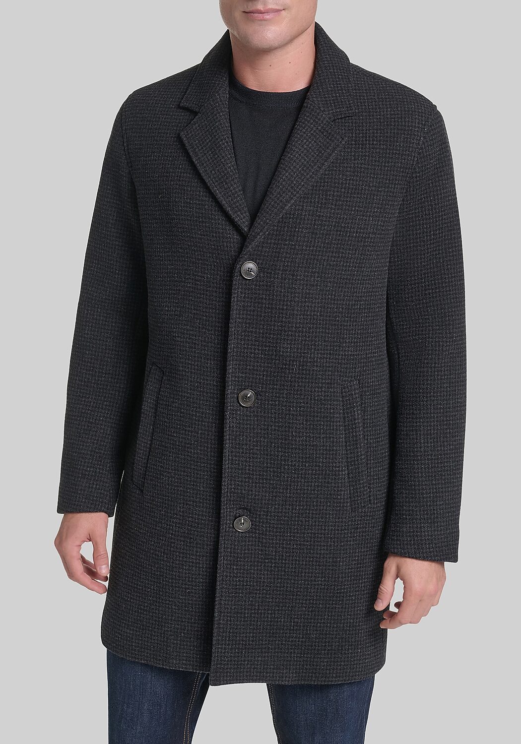 Cole Haan Tailored Fit Heritage Plaid Wool Top Coat