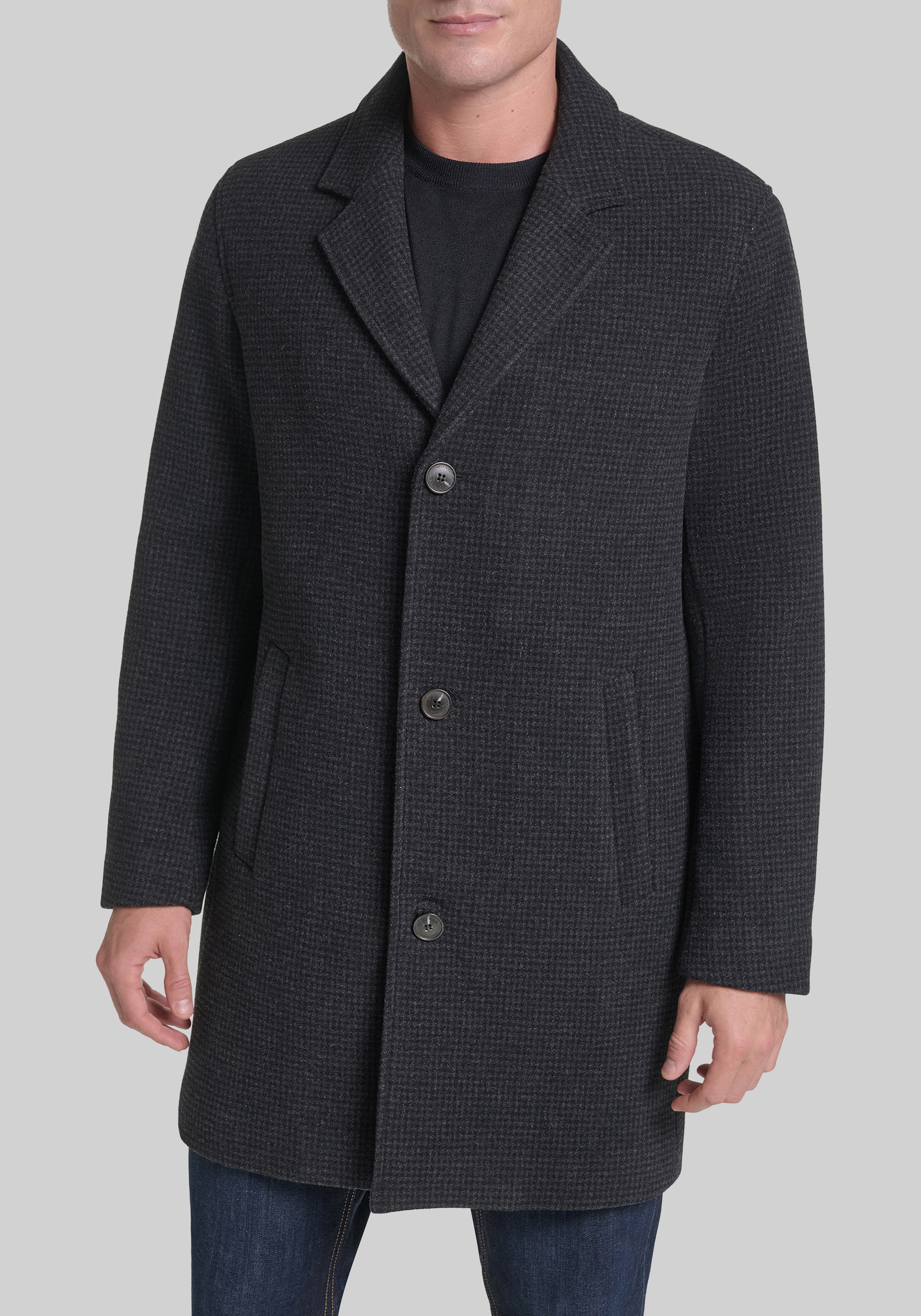Cole Haan Tailored Fit Heritage Plaid Wool Top Coat