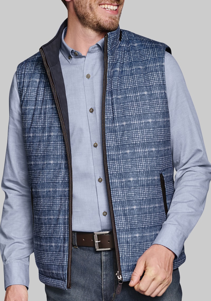 Men's Johnston & Murphy Tailored Fit Reversible Vest at Jos. A. Bank, Blue/Navy, Size Large - Outerwear