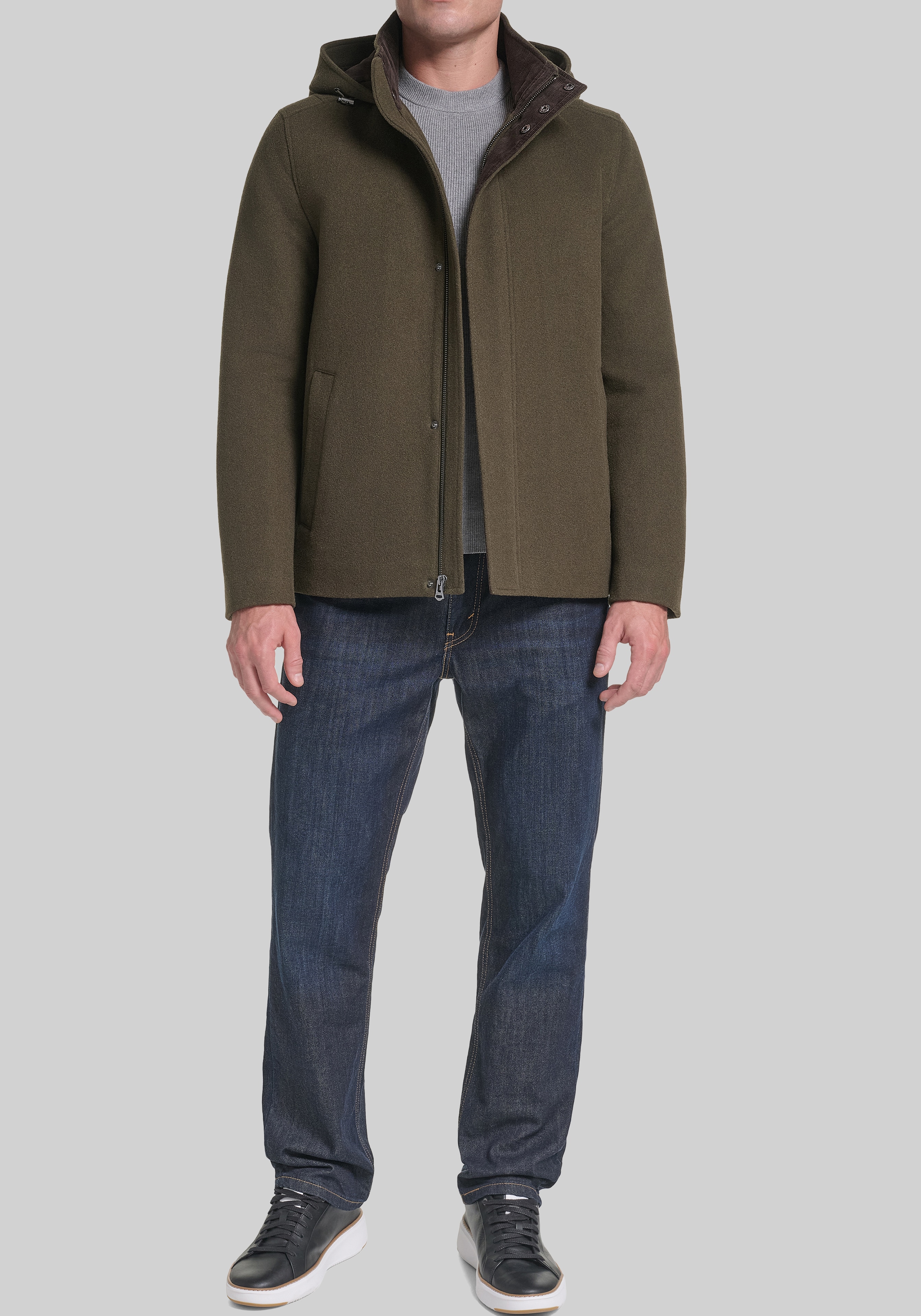 Cole Haan Tailored Fit Stretch Wool Topcoat