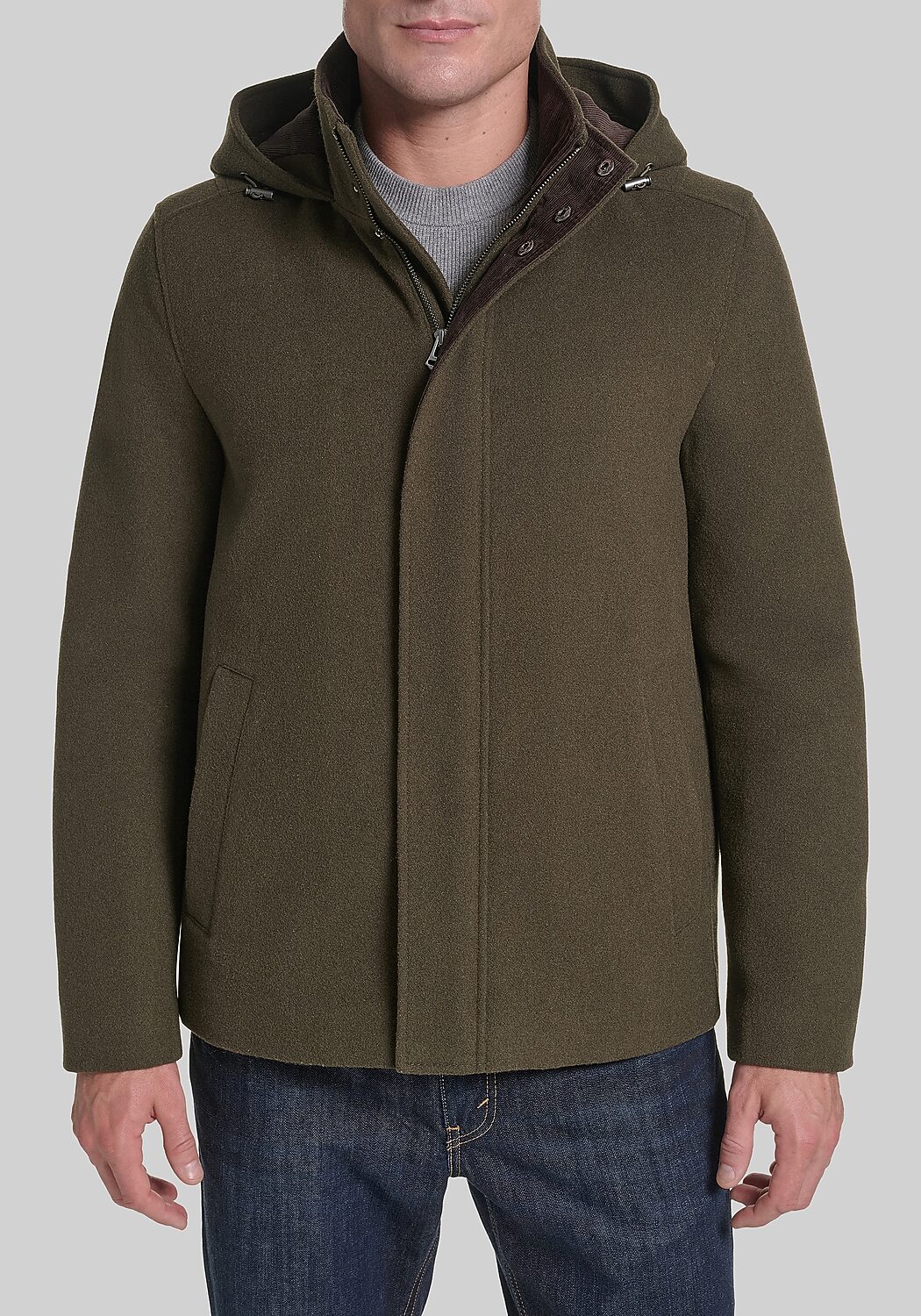 Cole Haan Tailored Fit Stretch Wool Topcoat