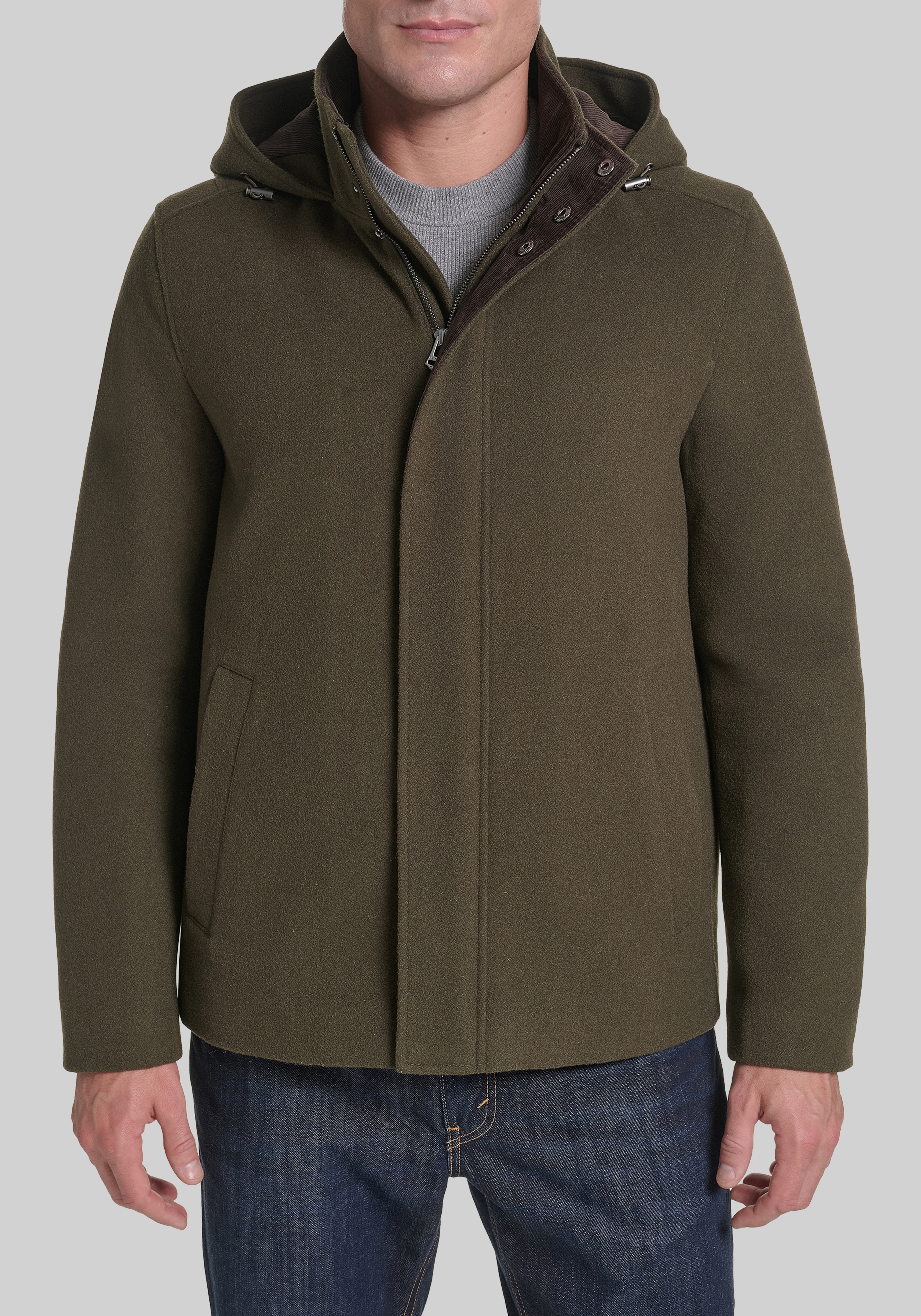 Cole Haan Tailored Fit Stretch Wool Topcoat