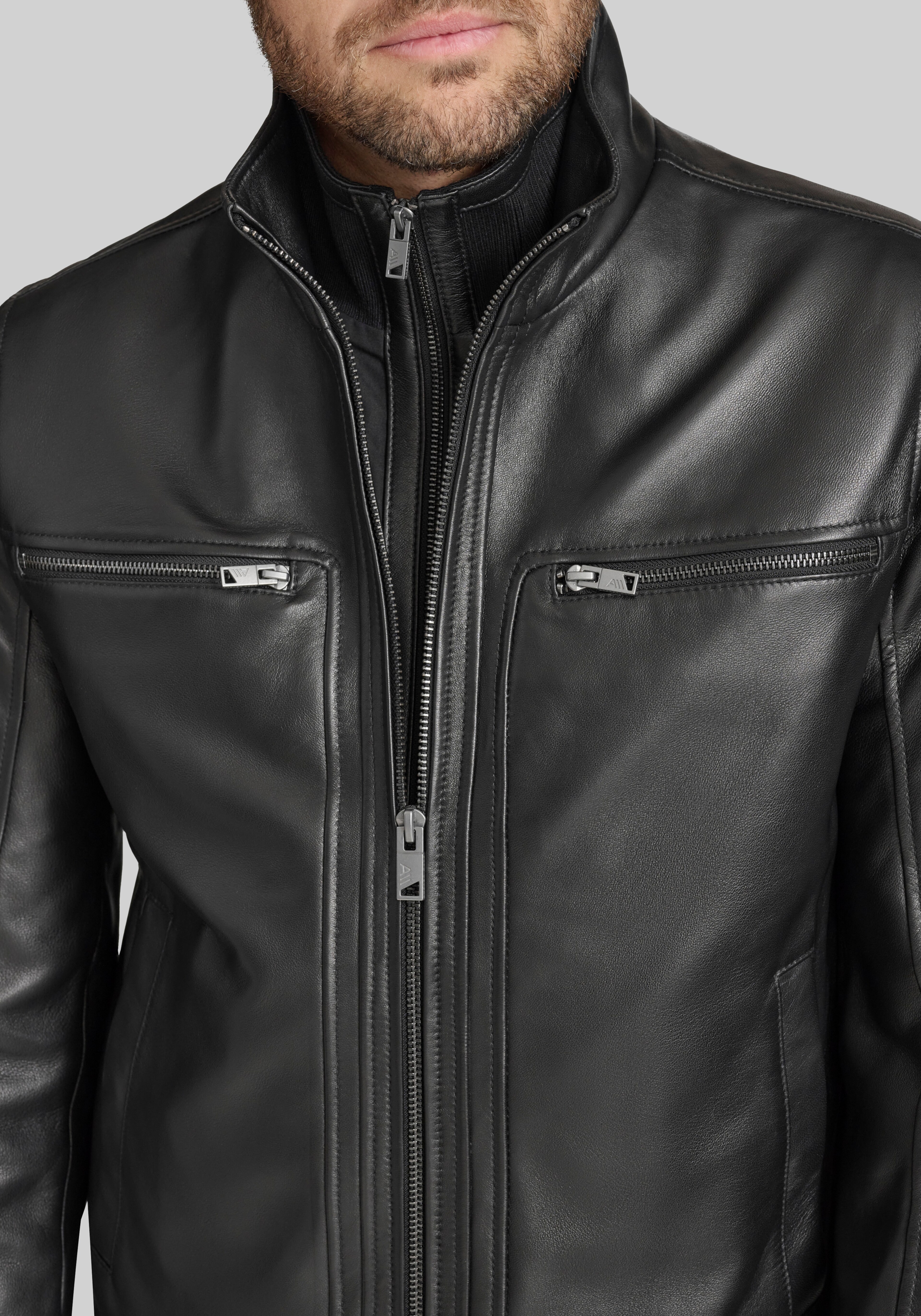 Andrew Marc Tailored Fit Smooth Lamb Leather Jacket