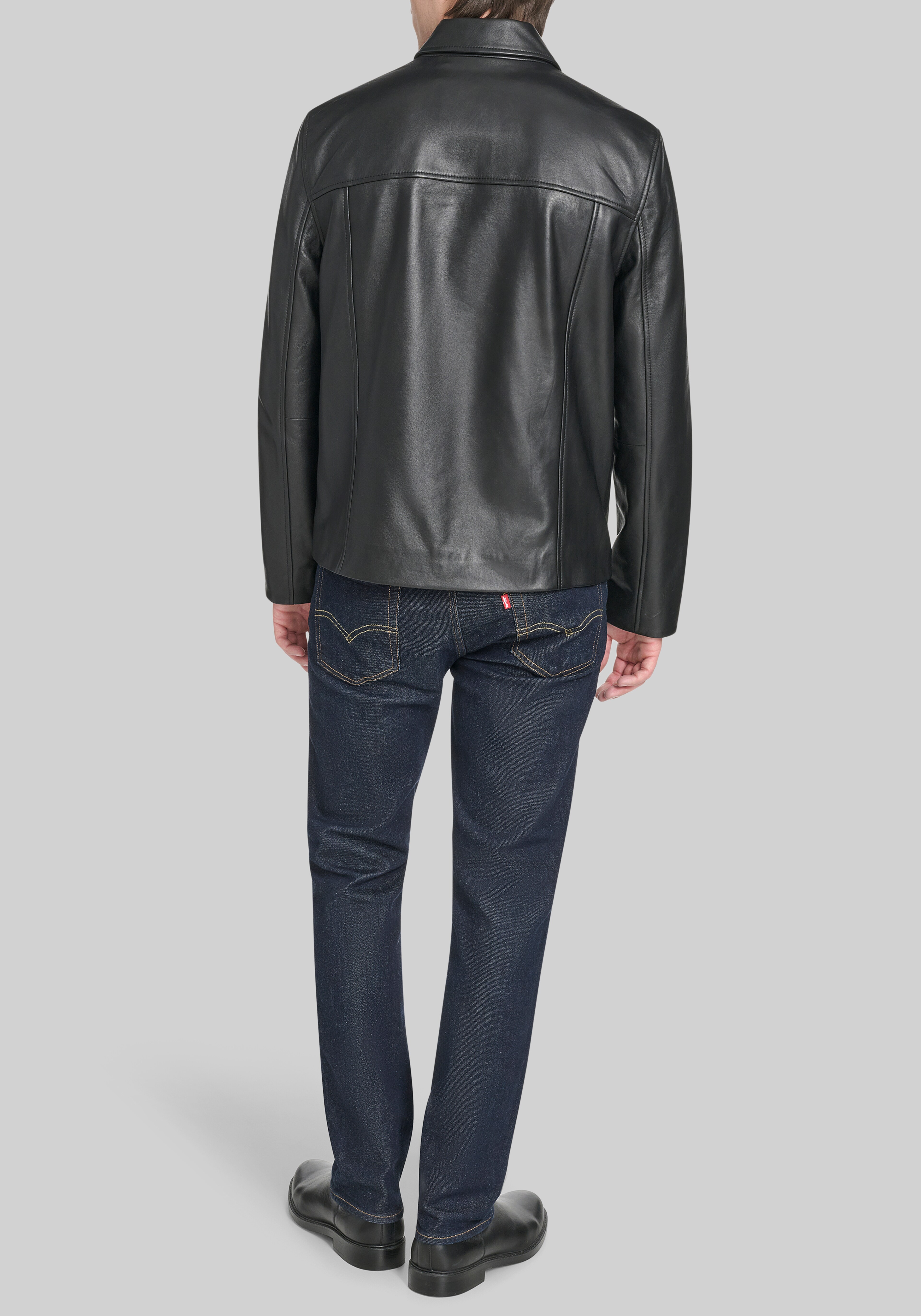 Cole Haan Tailored Fit Lamb Leather Shirt Jacket