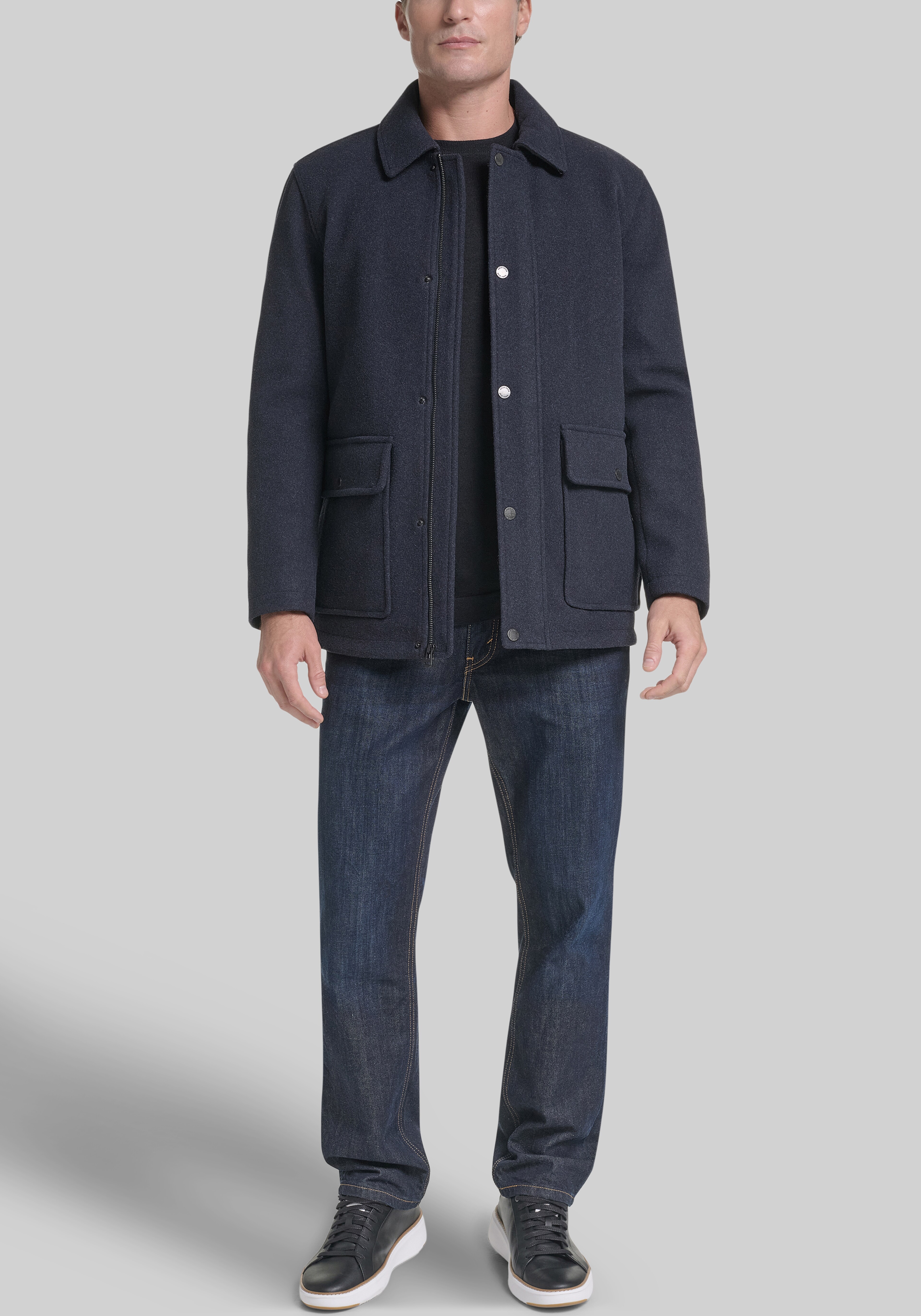 Cole Haan Tailored Fit Stretch Wool Shirt Jacket