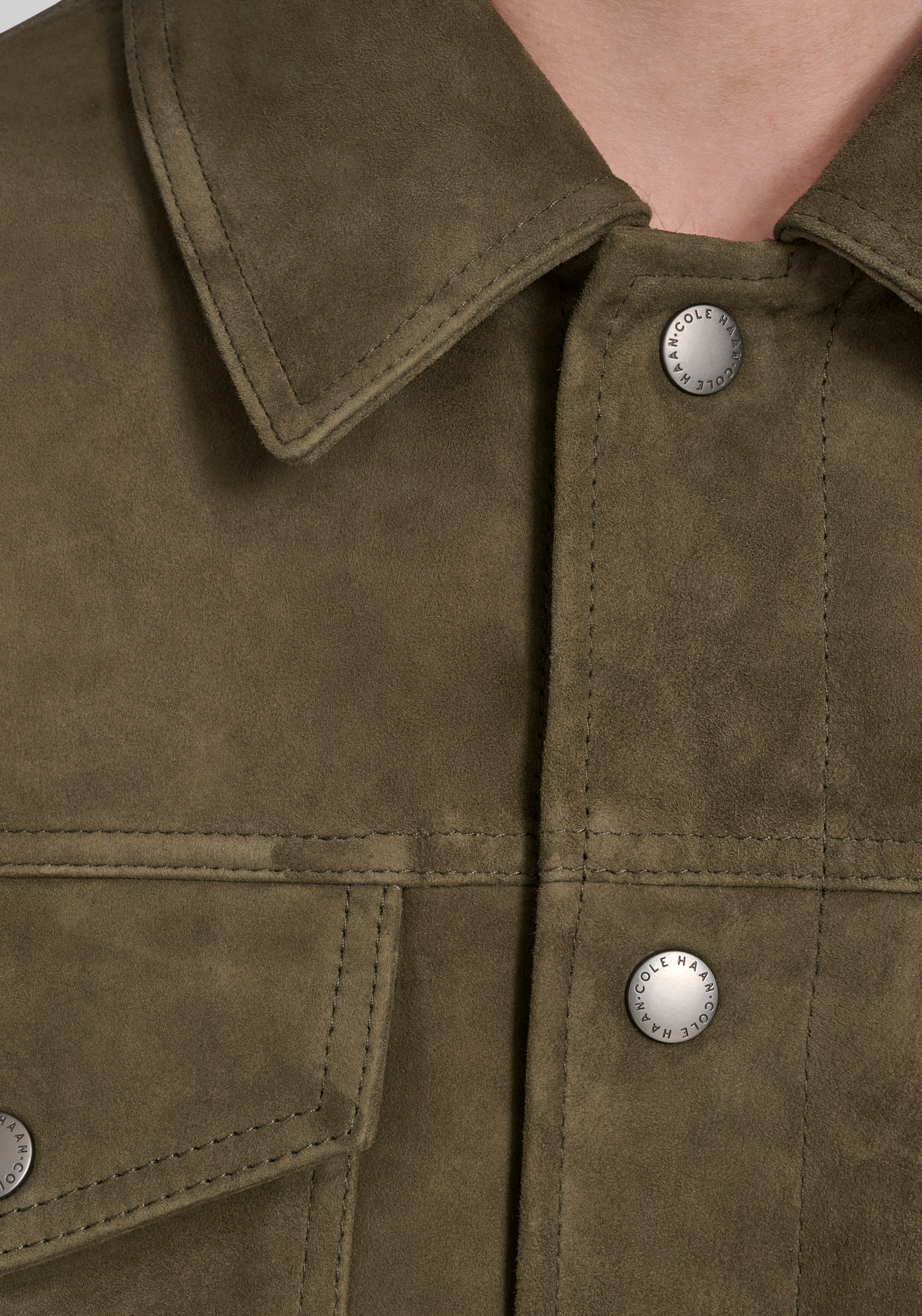 Cole Haan Tailored Fit Suede Trucker Jacket