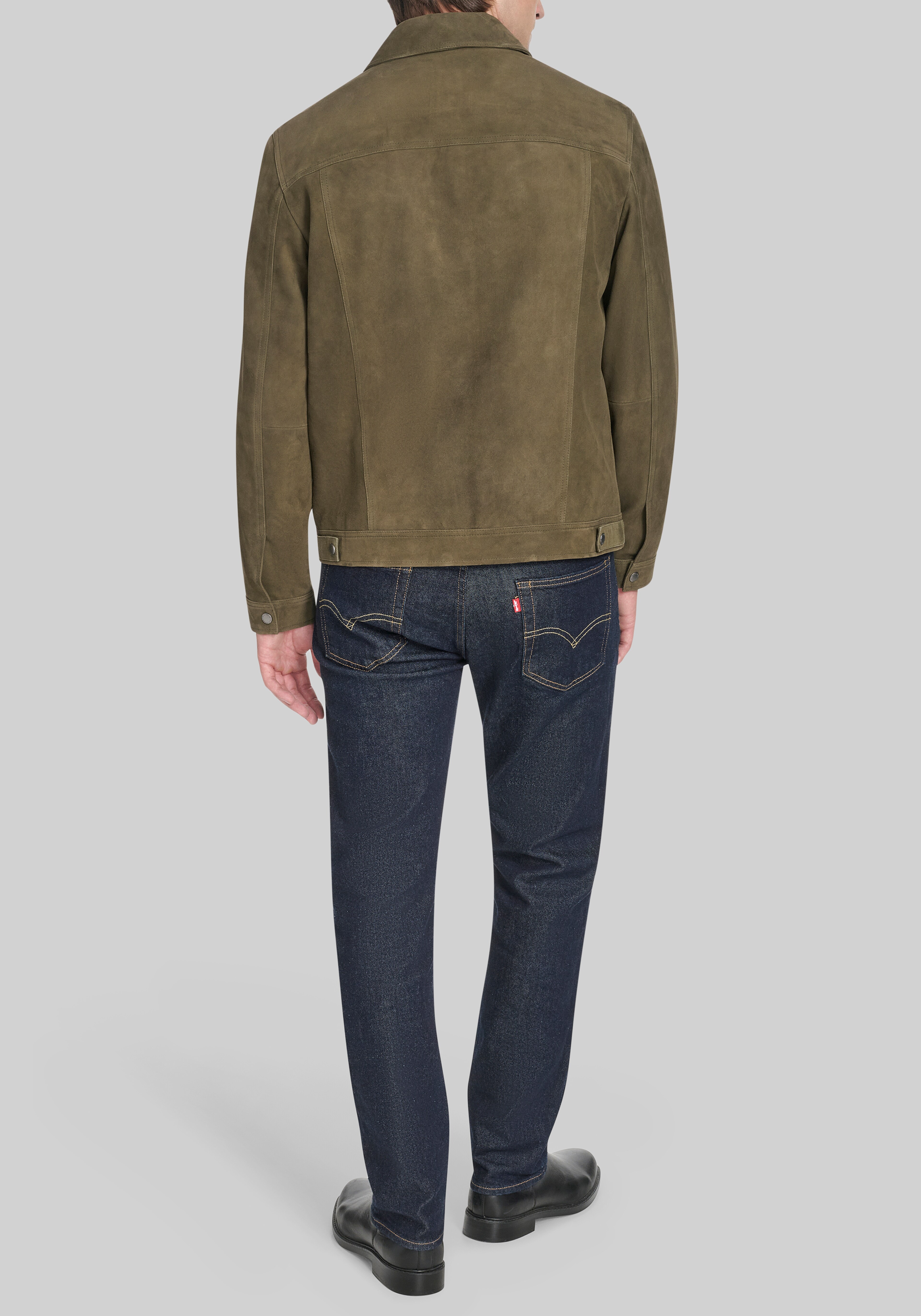 Cole Haan Tailored Fit Suede Trucker Jacket