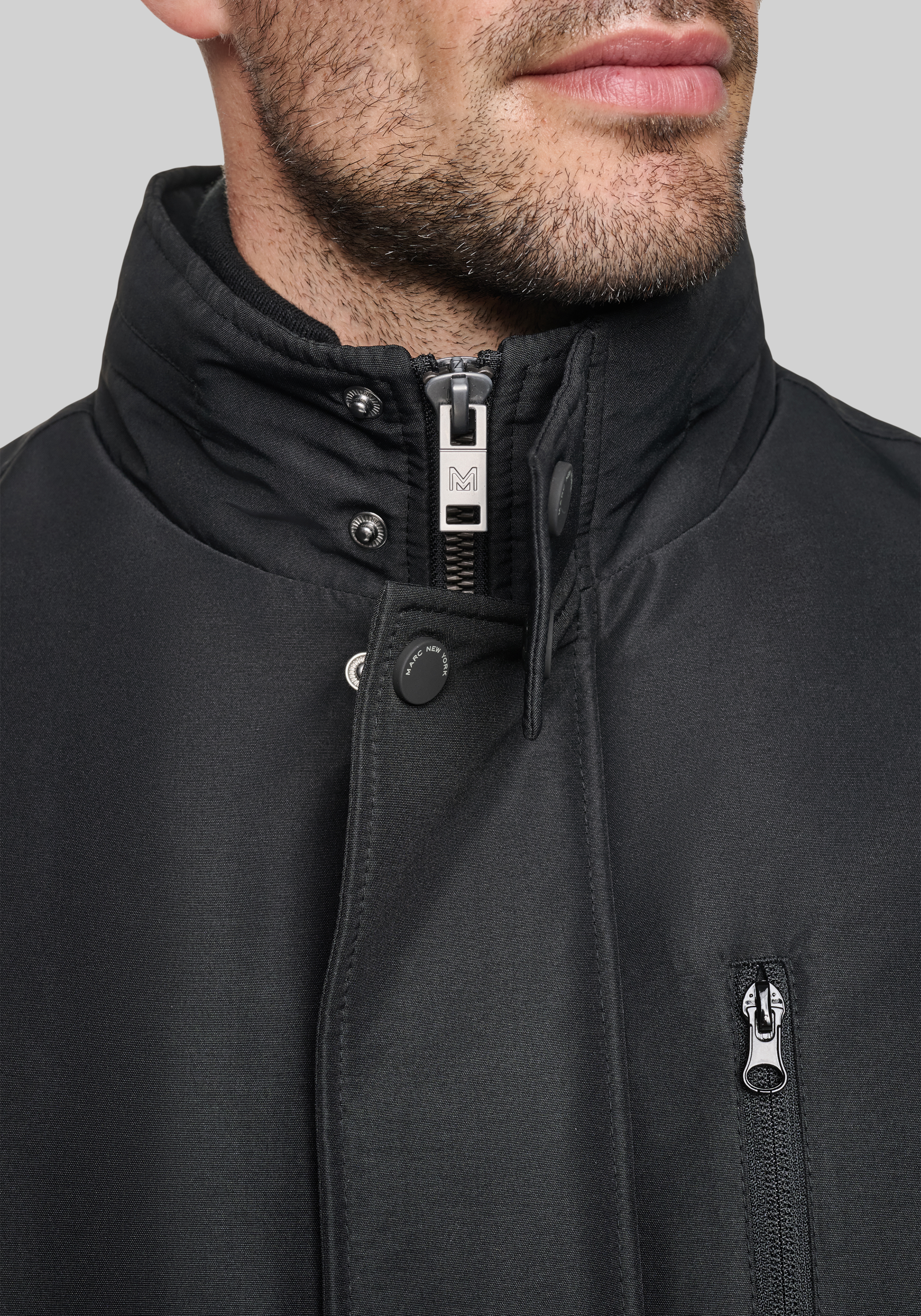 Andrew Marc Tailored Fit Classic Stand Collar Raincoat