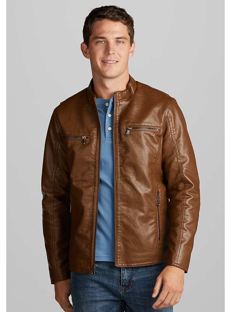 1905 Collection Tailored Fit Faux Leather Jacket CLEARANCE All