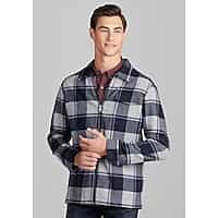 1905 Collection Tailored Fit Zip Front Plaid Shirt Jacket