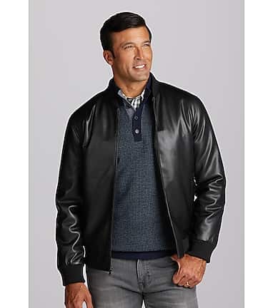 verpleegster transactie drempel Reserve Collection Tailored Fit Faux Leather Bomber Jacket - Big & Tall  CLEARANCE - All Clearance | Jos A Bank