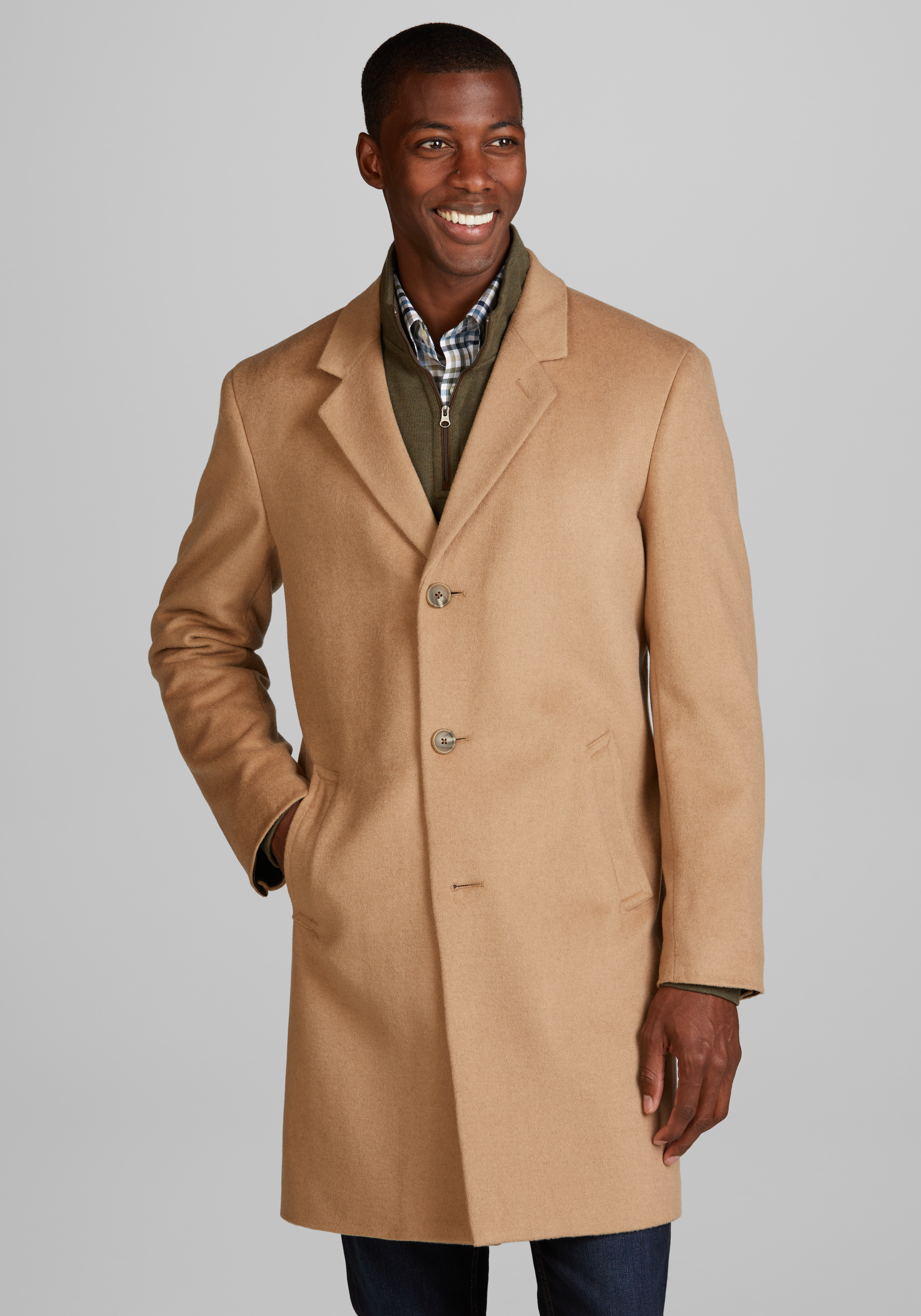 Mens tan hot sale wool overcoat