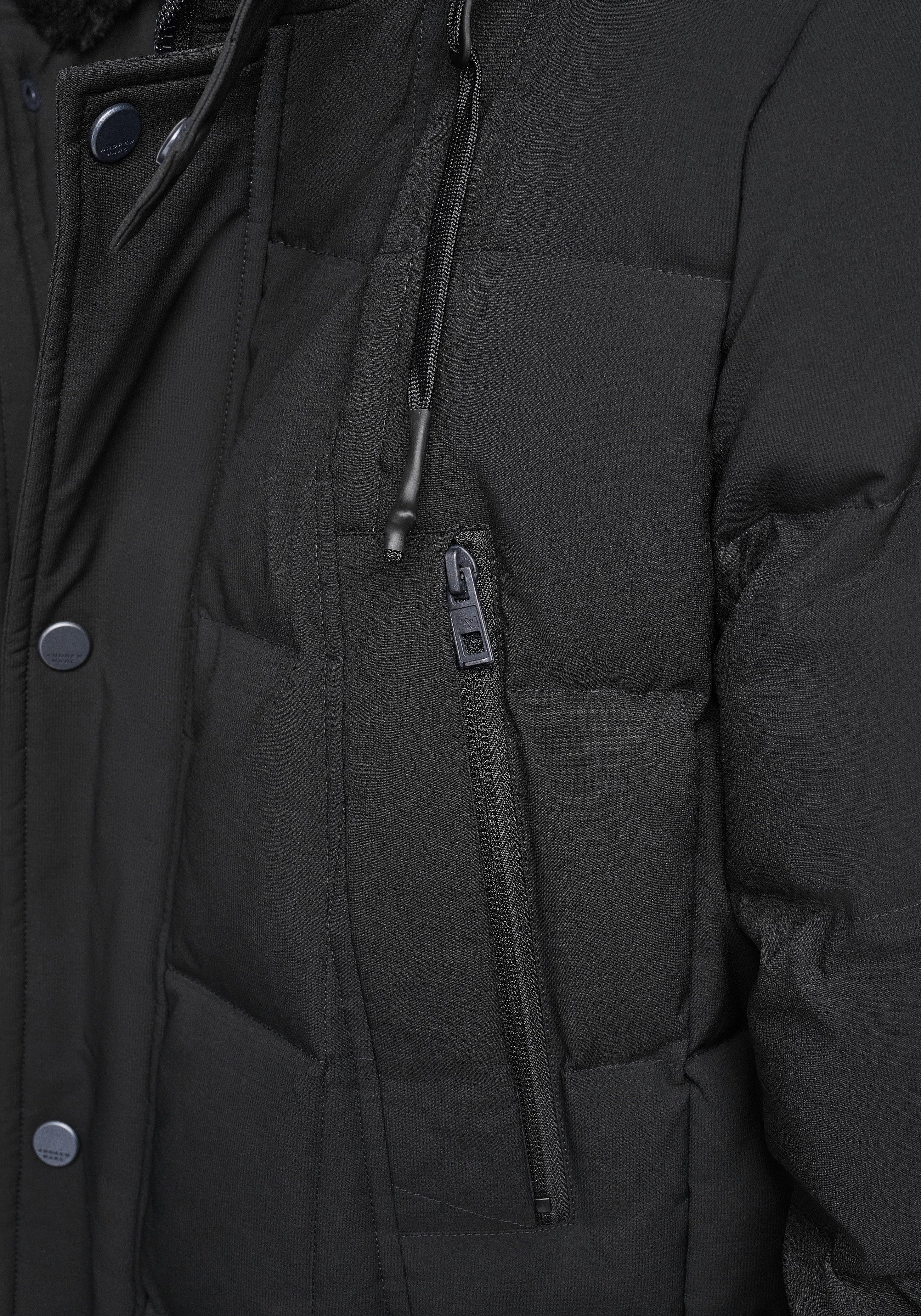 Andrew Marc Tailored Fit Micro Textured Hood Parka