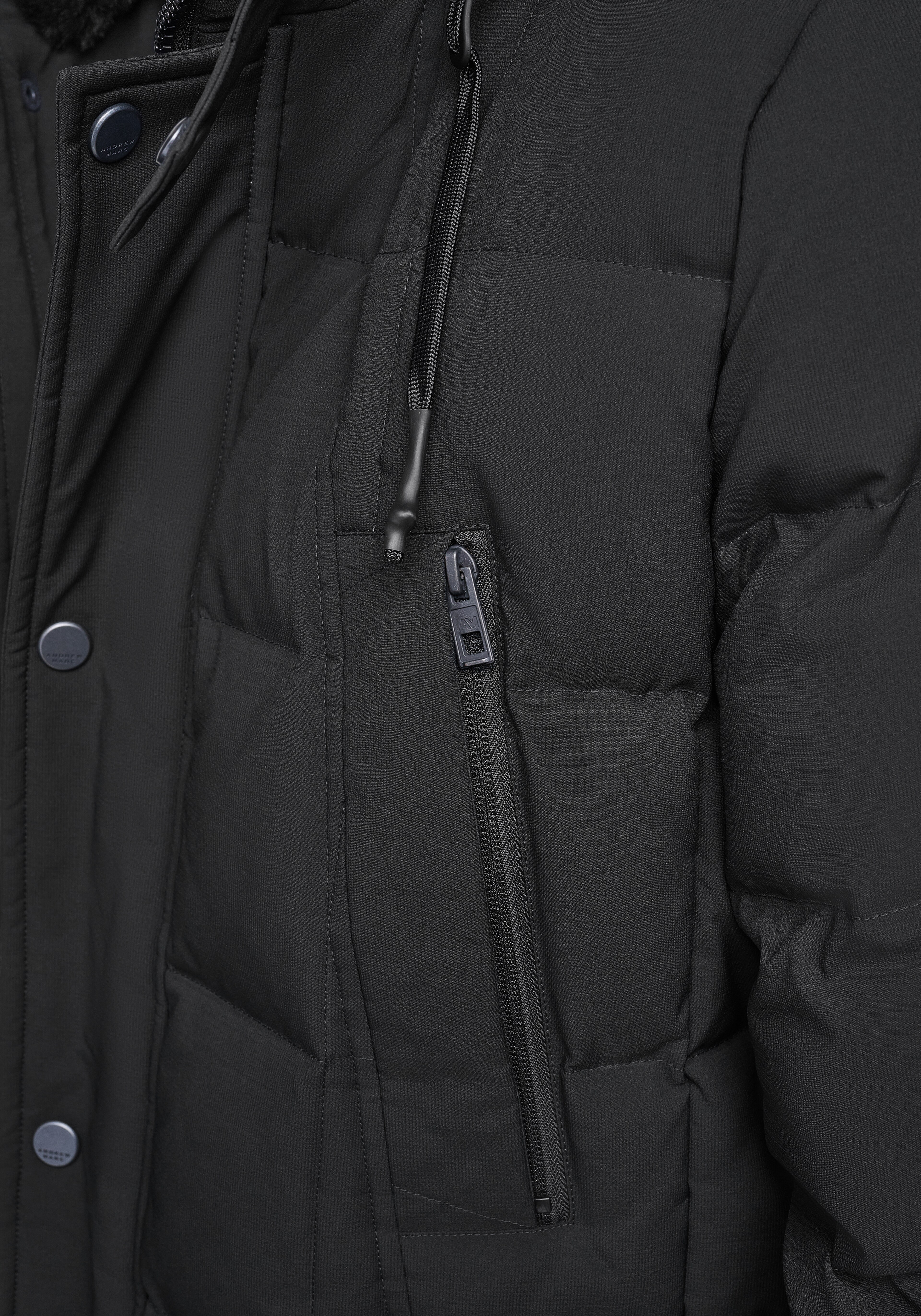 Andrew Marc Tailored Fit Micro Textured Hood Parka
