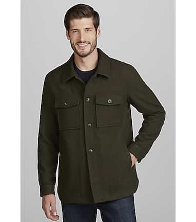 Men's Wool-Blend Zip Shirt Jacket, Men's Clearance