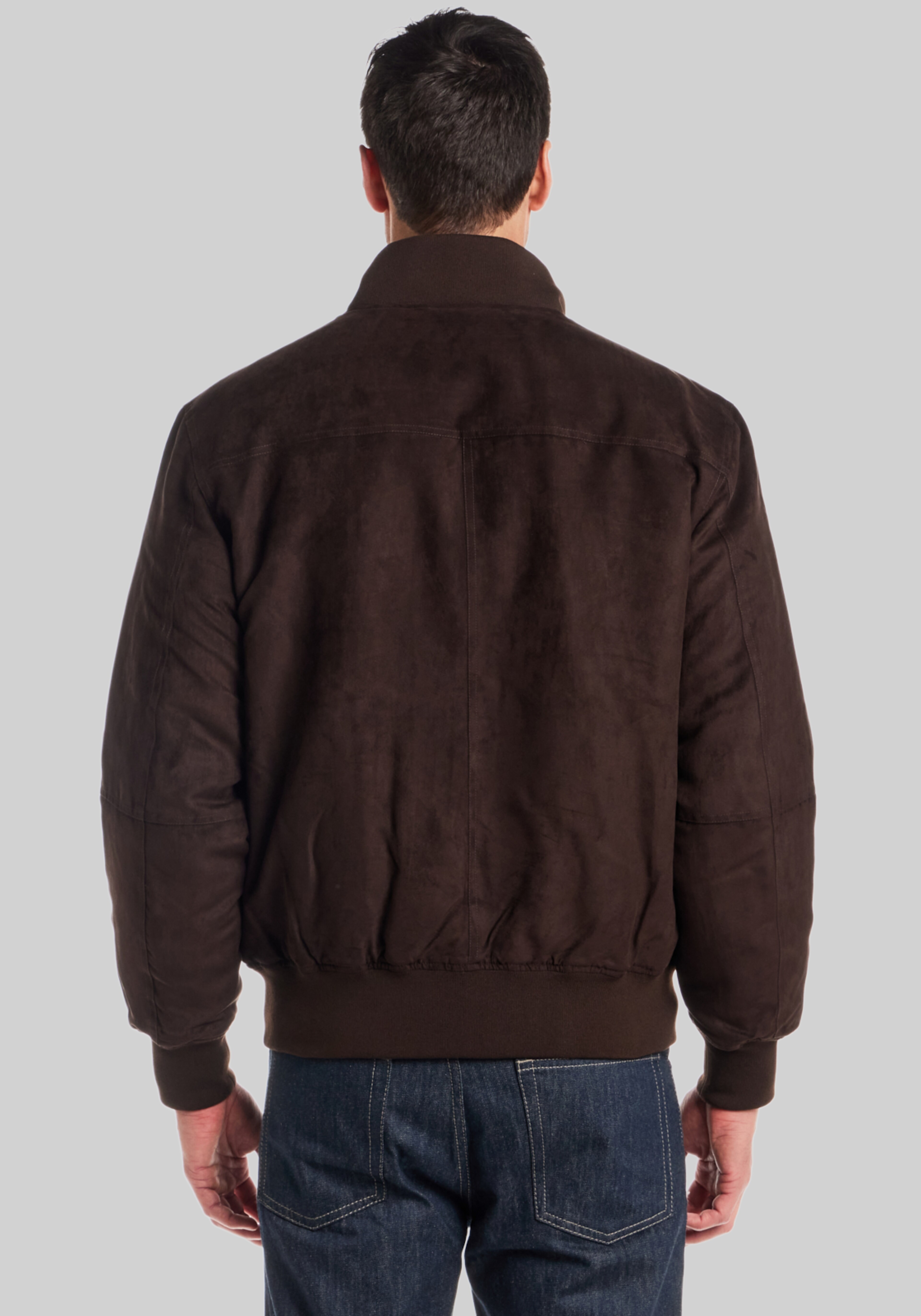 Weatherproof Classic Tailored Fit Knit Collar Microsuede Bomber Jacket