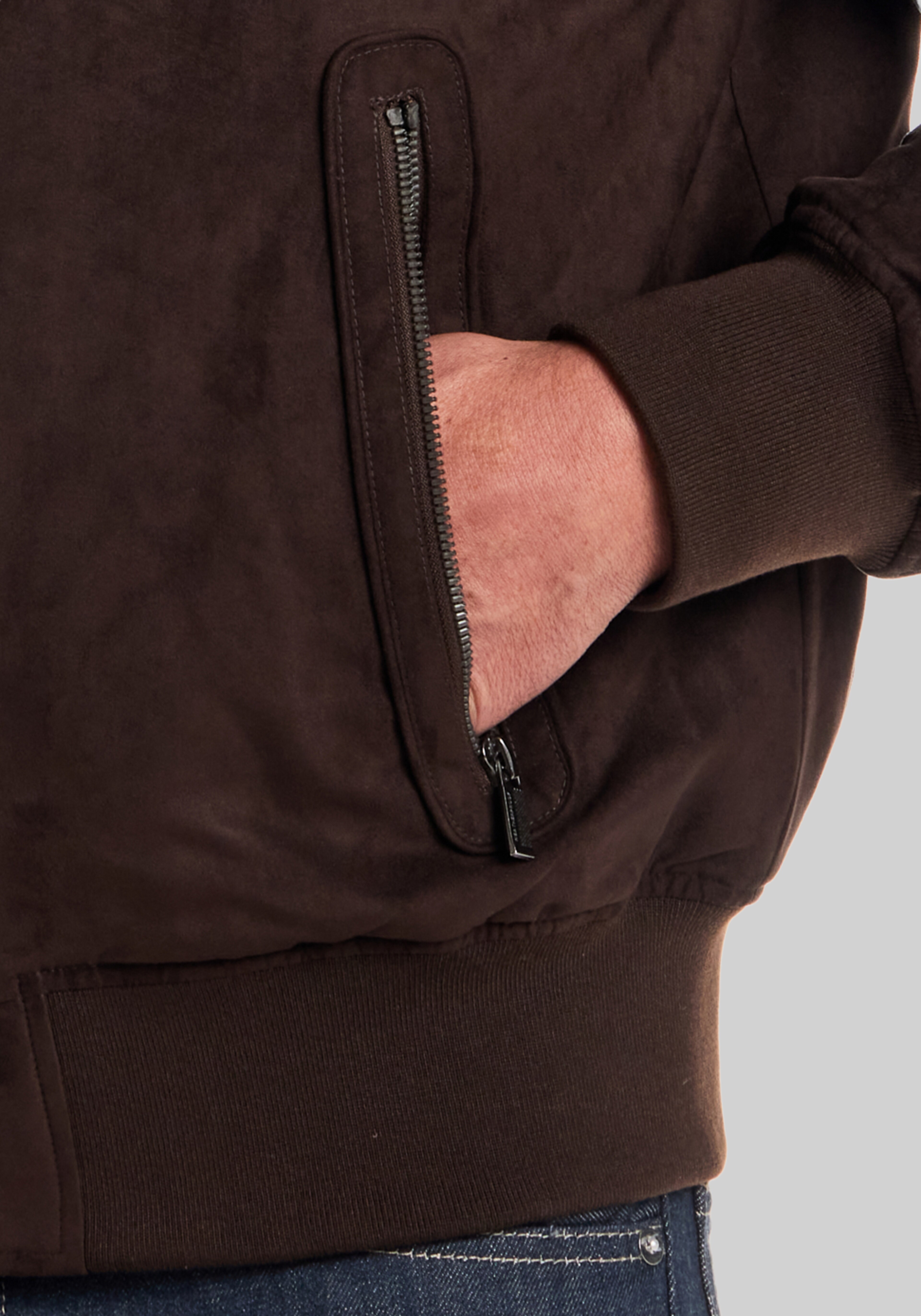 Weatherproof Classic Tailored Fit Knit Collar Microsuede Bomber Jacket