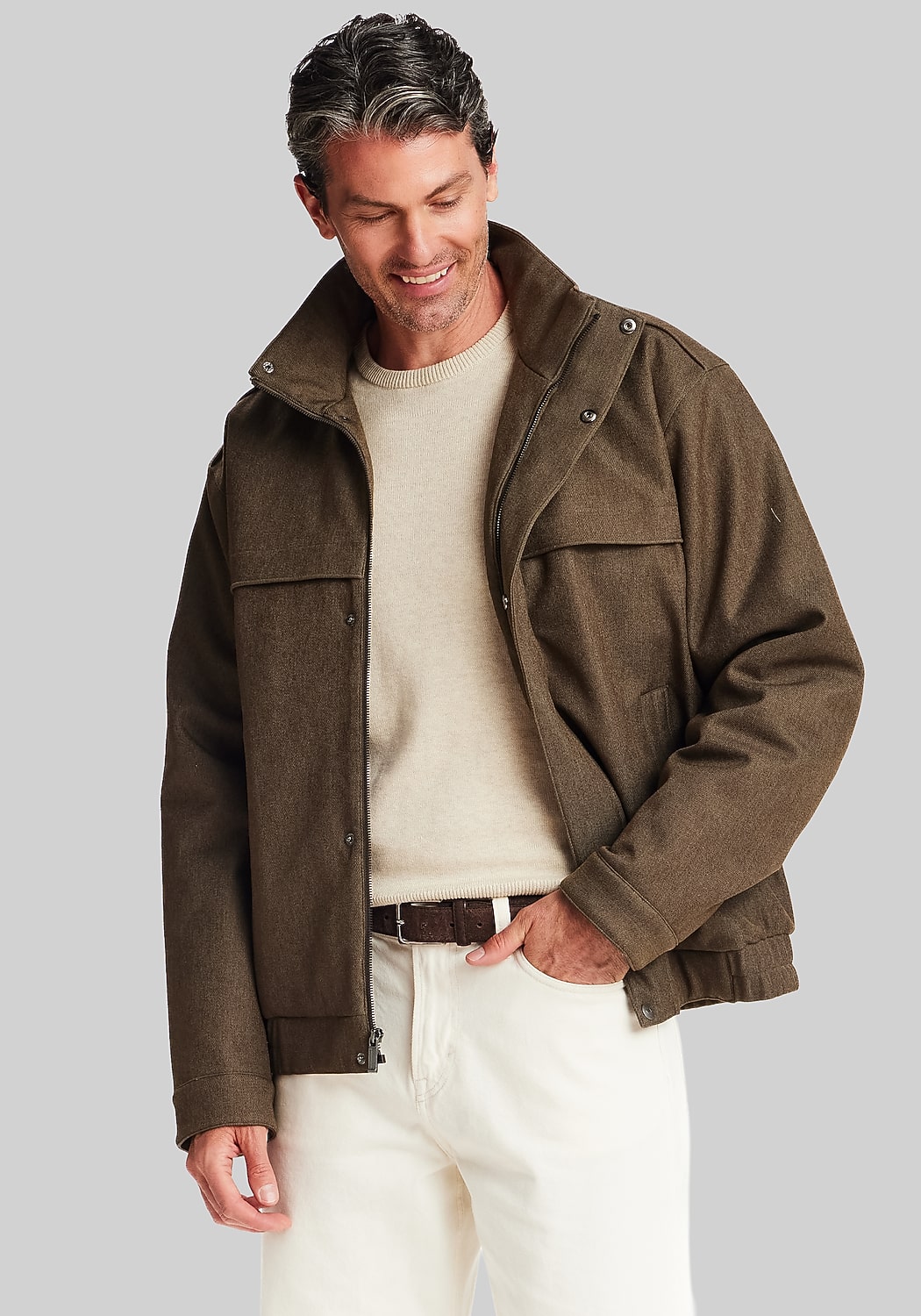 Weatherproof Tailored Fit Twill Tech Bomber Jacket