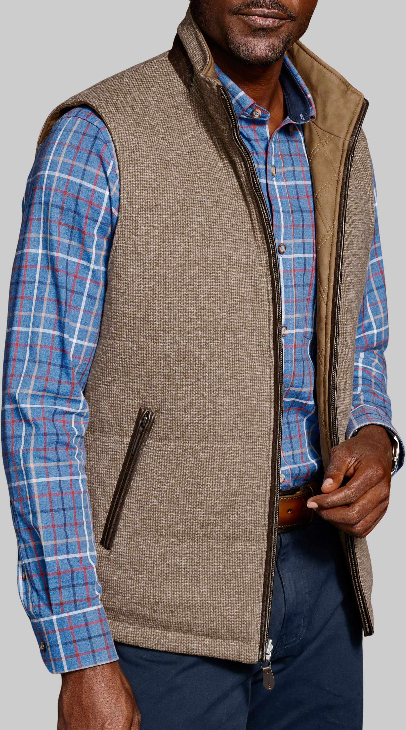 Men's Outerwear, Johnston & Murphy Tailored Fit Reversible Vest - Jos A Bank