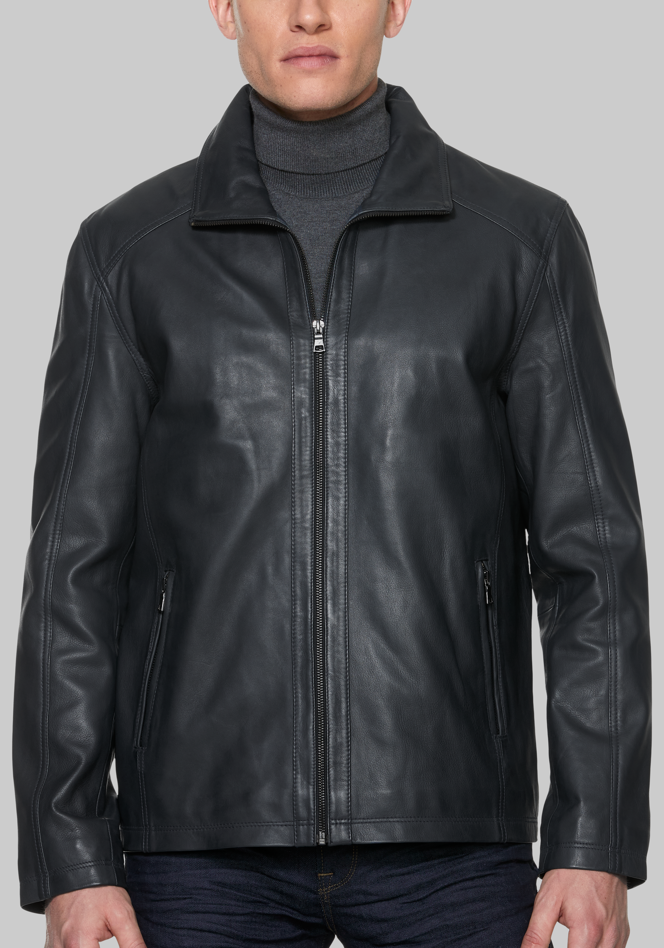 1905 collection tailored fit shop black lambskin bomber jacket