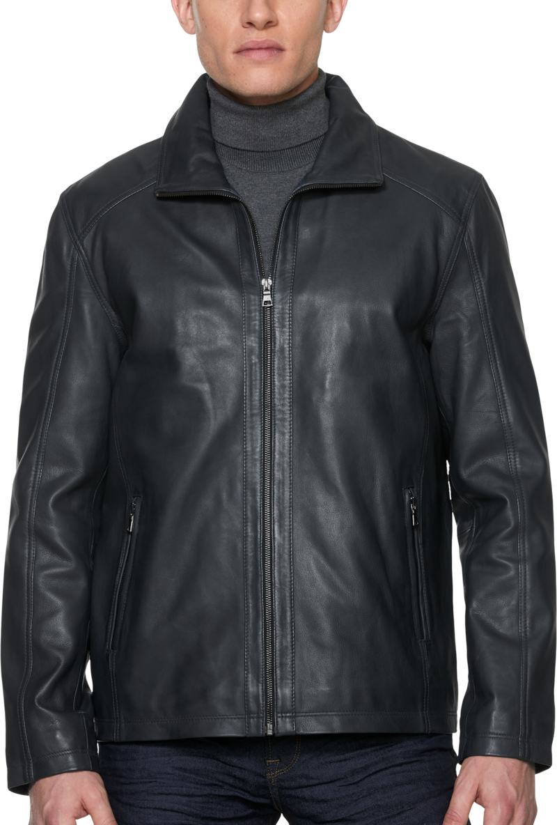 JoS. A. Bank Men's Sly & Co Traditional Fit Lambskin Leather Jacket, Black, XX Large