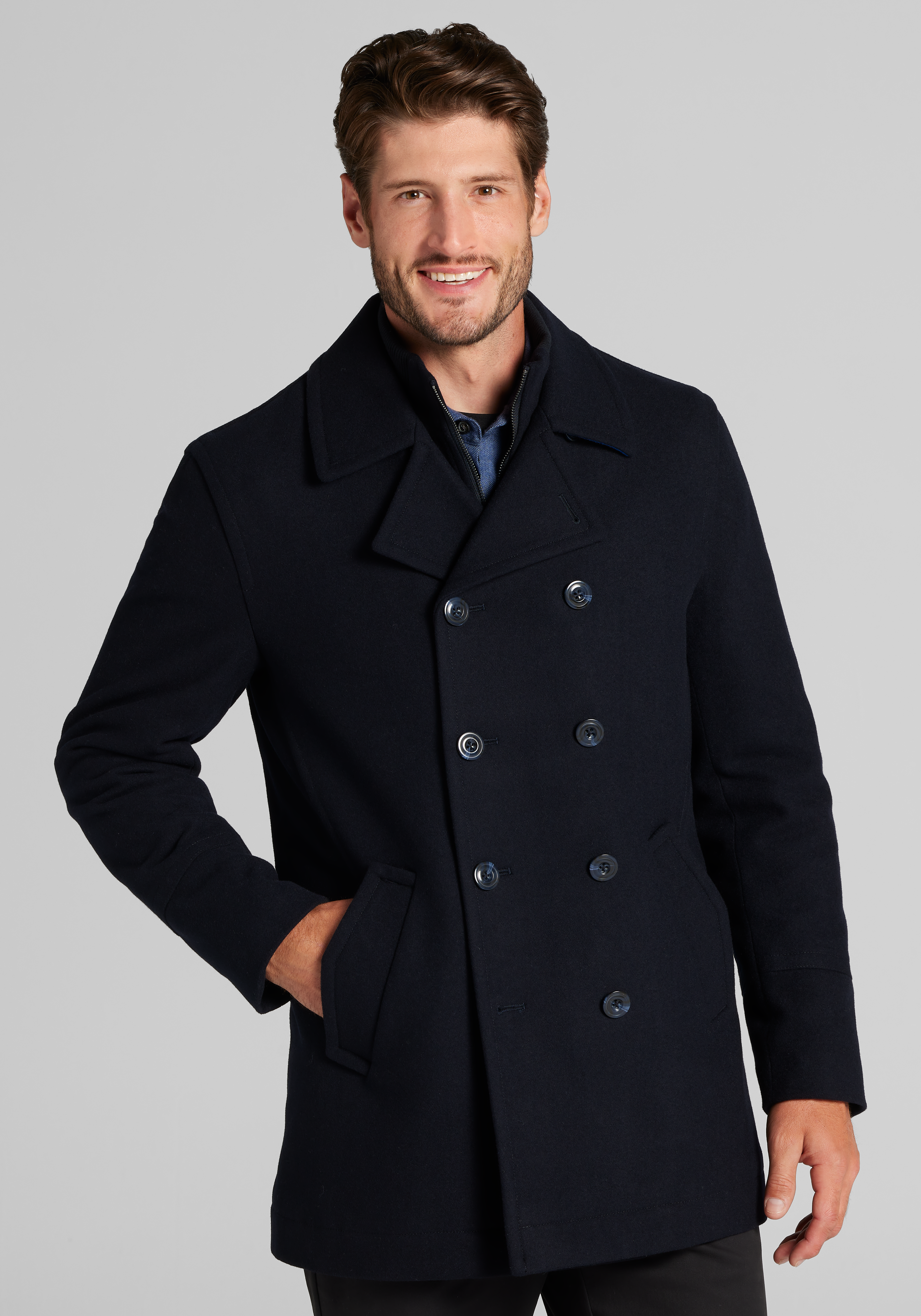 Men's Outerwear, Jos. A. Bank Tailored Fit Classic Peacoat - Big & Tall - Jos A Bank