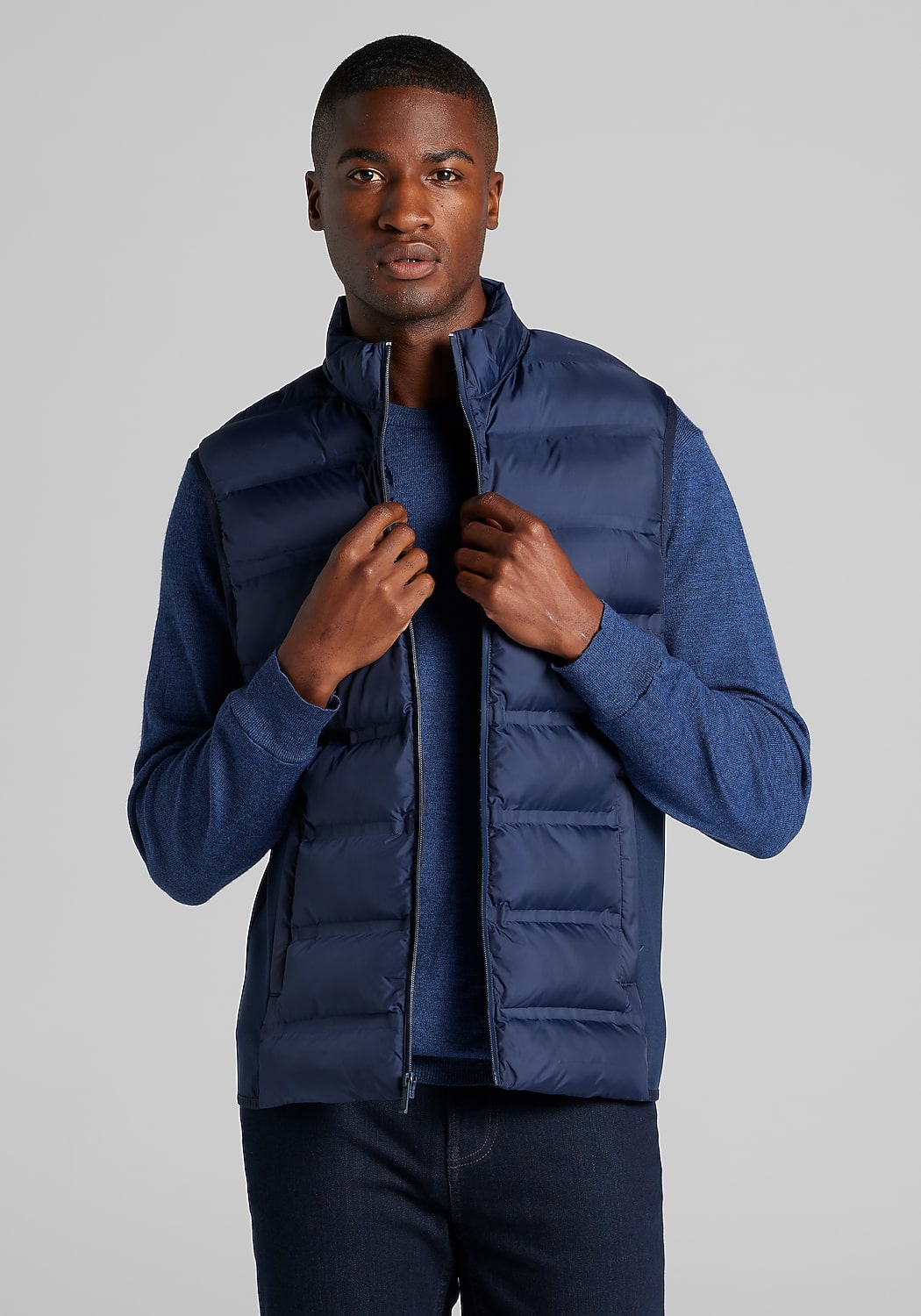 Traveler Collection Tailored Fit Mixed Media Vest - Big & Tall