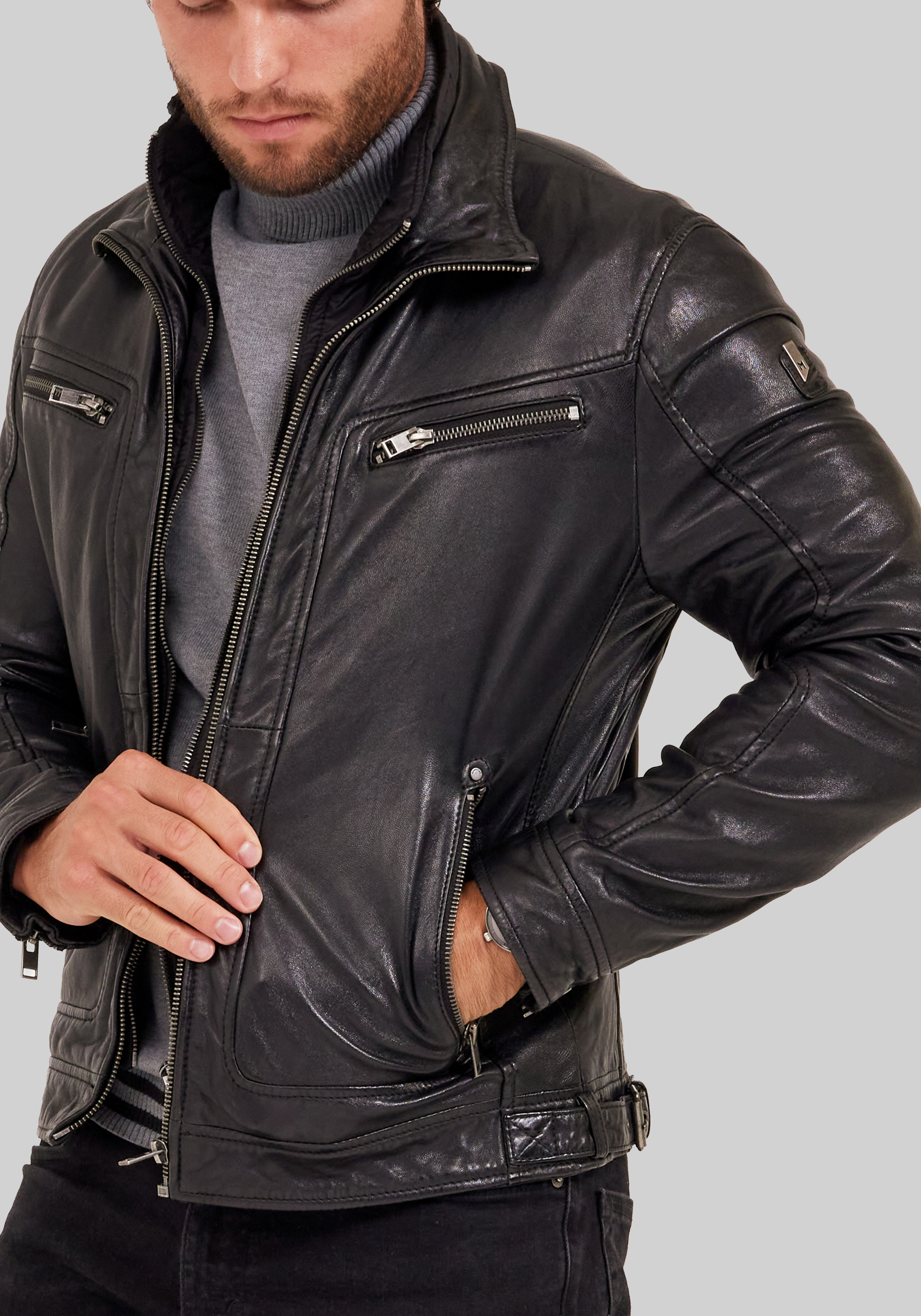 Mauritius Traditional Fit Leather Jacket With Removable Quilted Liner