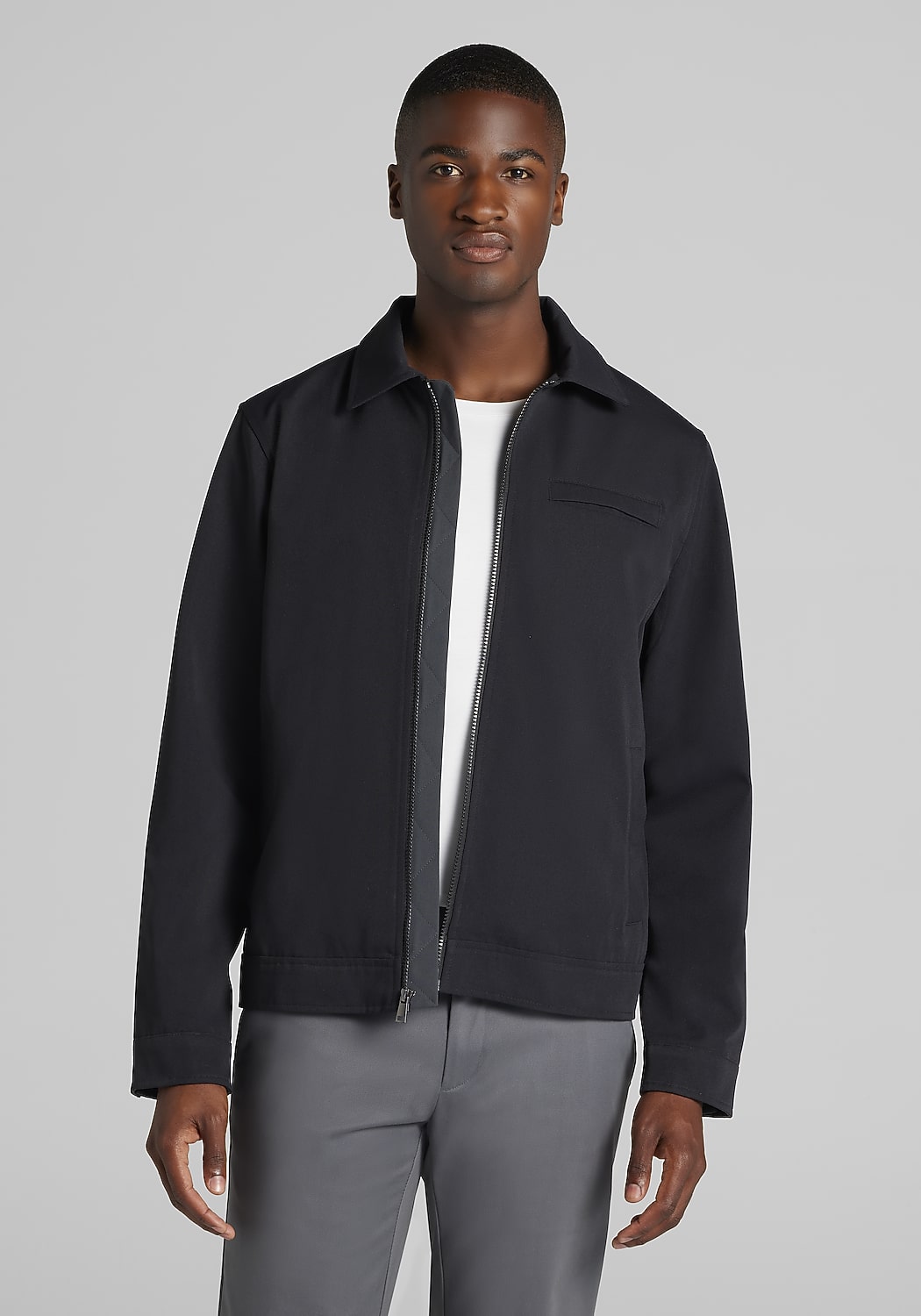 Jos. A. Bank Tailored Fit Canvas Zip Bomber Jacket - Big & Tall