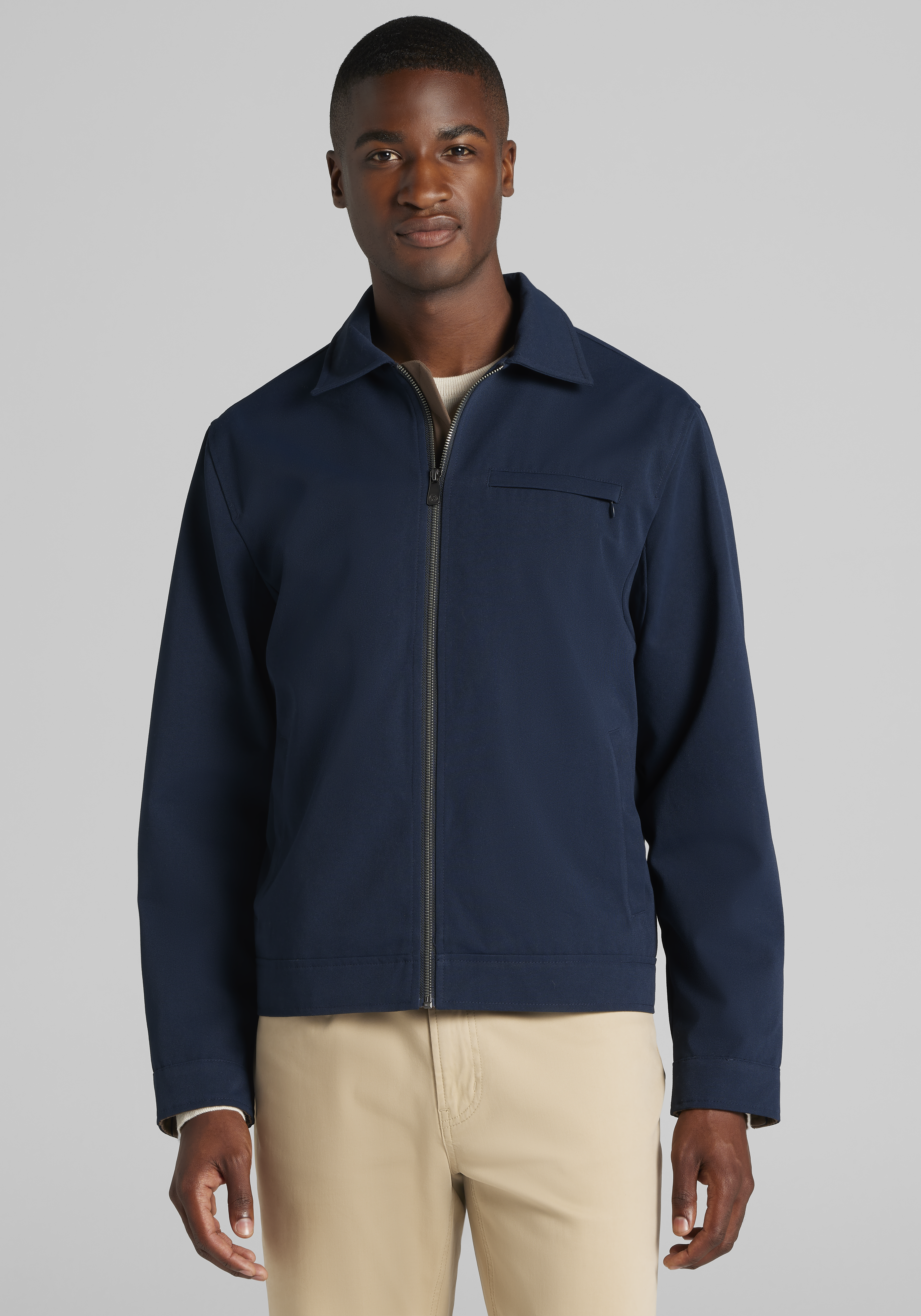 Men's FLYOUT_CATEGORY, Jos. A. Bank Tailored Fit Canvas Zip Bomber Jacket - Big & Tall - Jos A Bank