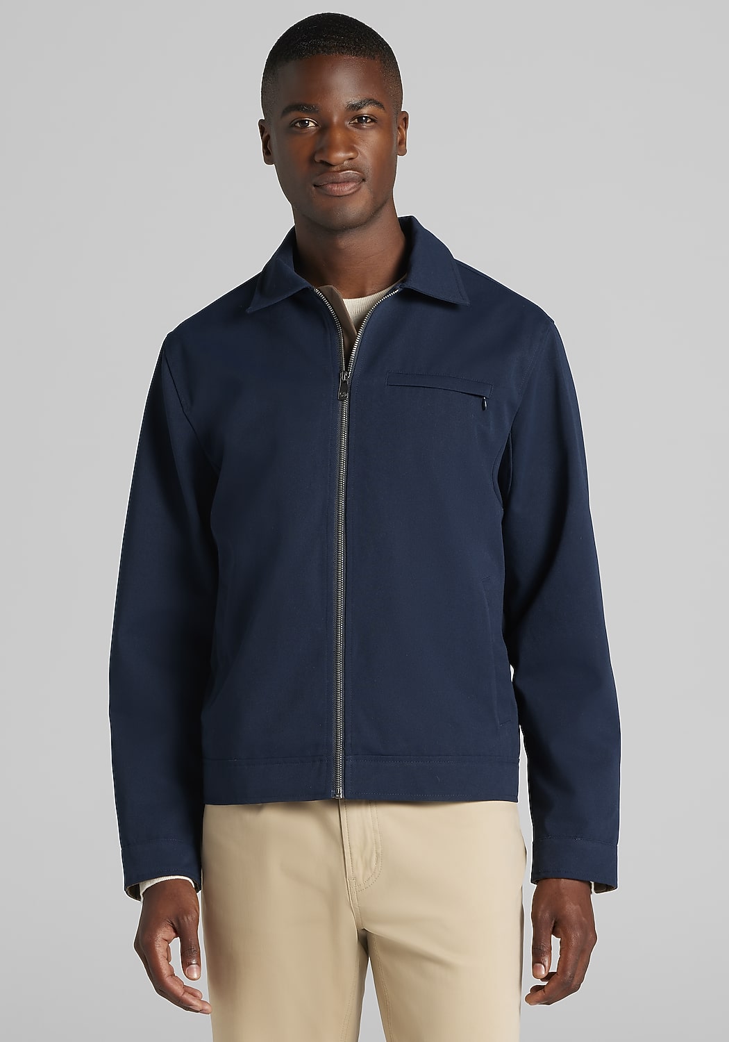 Jos. A. Bank Tailored Fit Canvas Zip Bomber Jacket