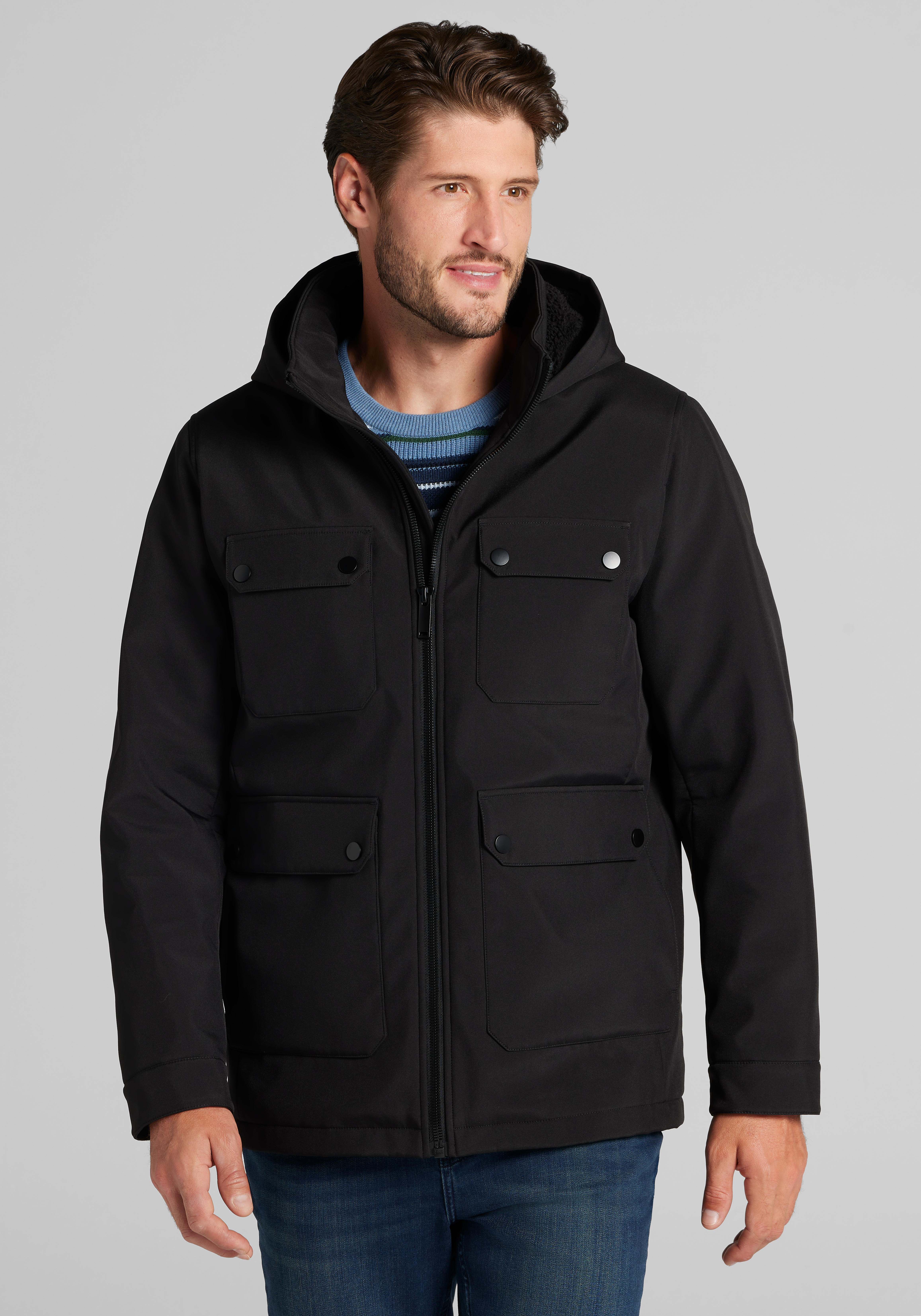 Traveler® Collection Tailored Fit Soft Shell Hooded Jacket - Big & Tall CLEARANCE