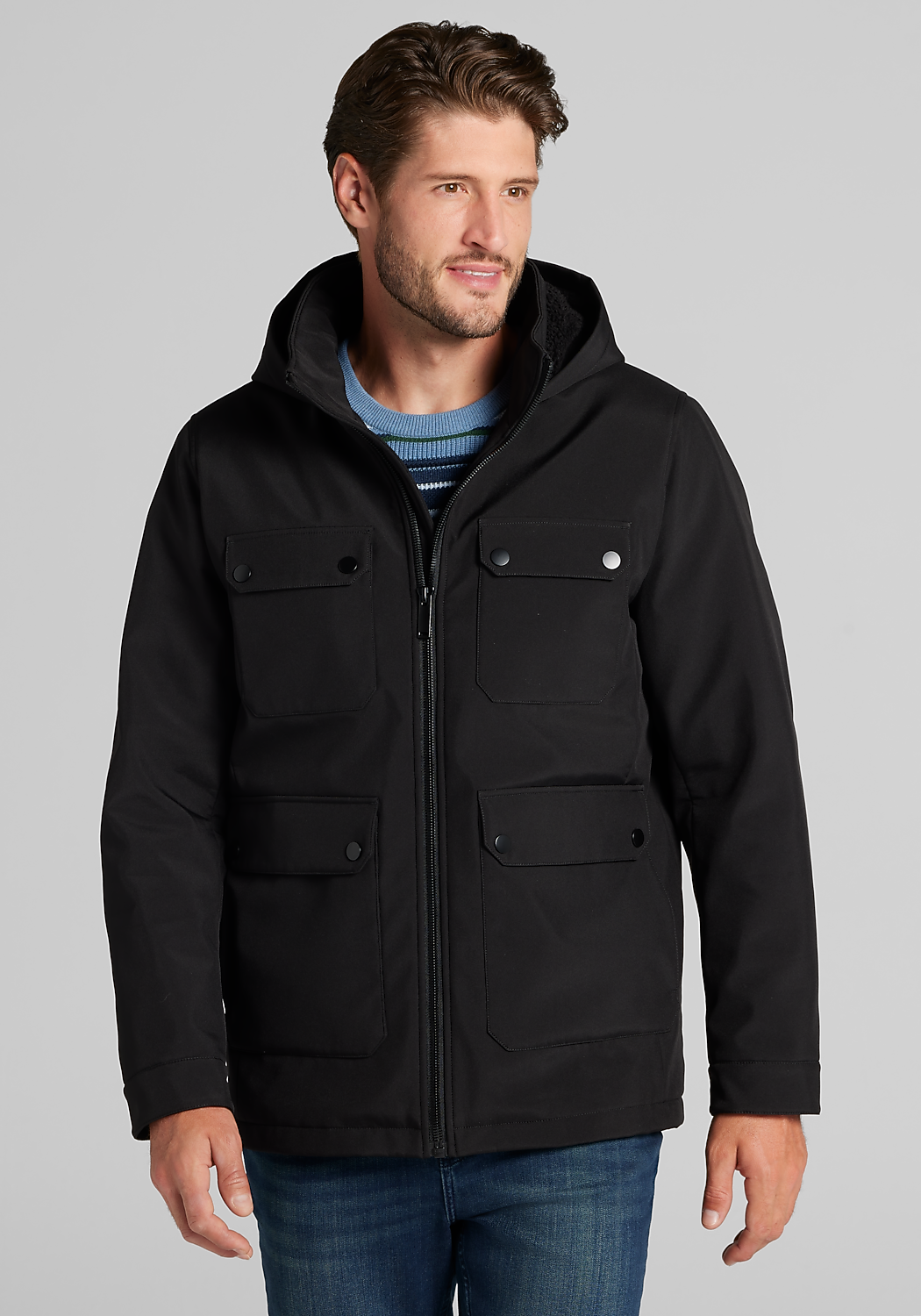 Traveler&reg; Collection Tailored Fit Soft Shell Hooded Jacket - Big & Tall CLEARANCE