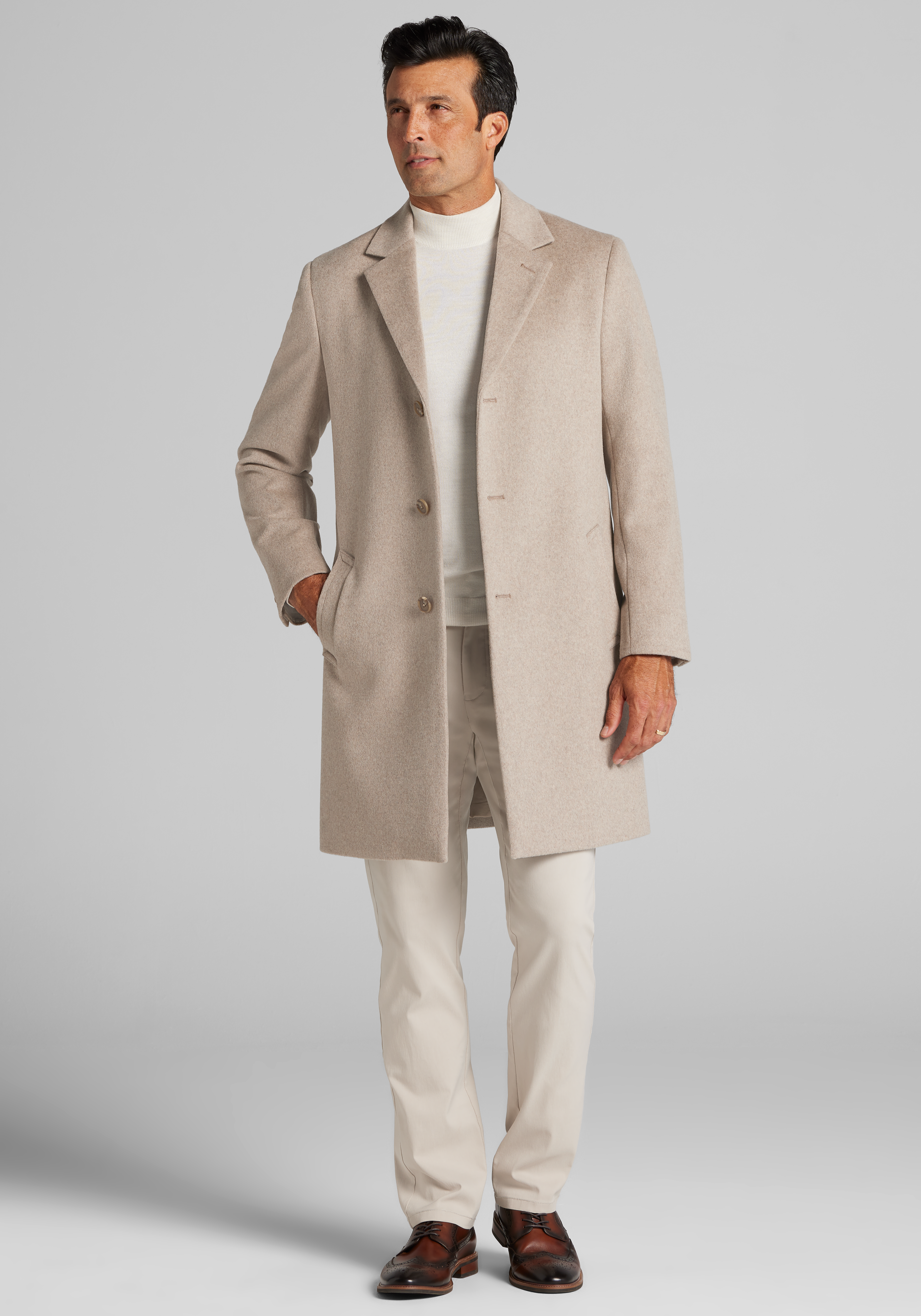 Men's Outerwear, Jos. A. Bank Traditional Fit Melange Overcoat - Jos A Bank