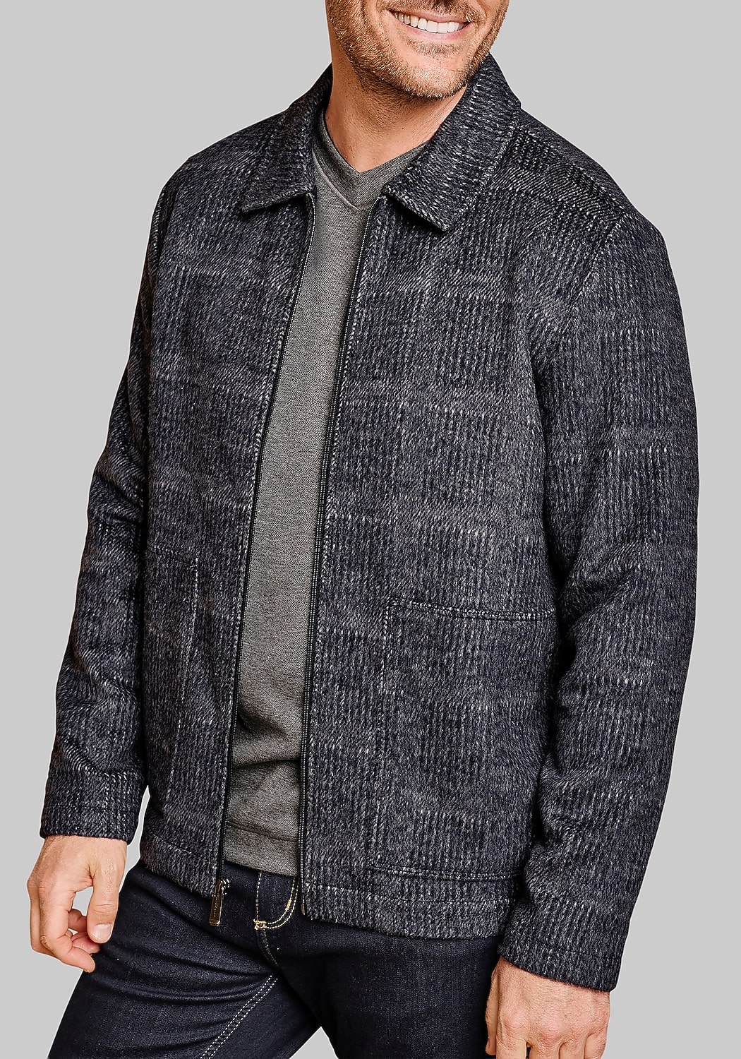 Johnston & Murphy Tailored Fit Wool-Blend Shirt Jacket