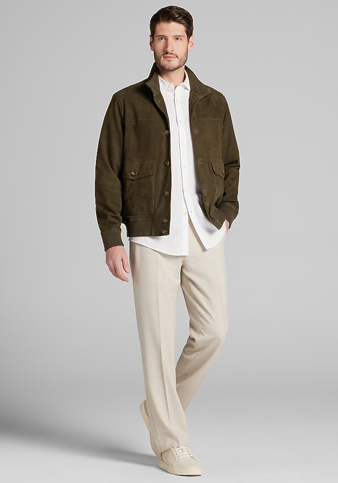 Reserve Collection Tailored Fit Suede Bomber Jacket - Big & Tall