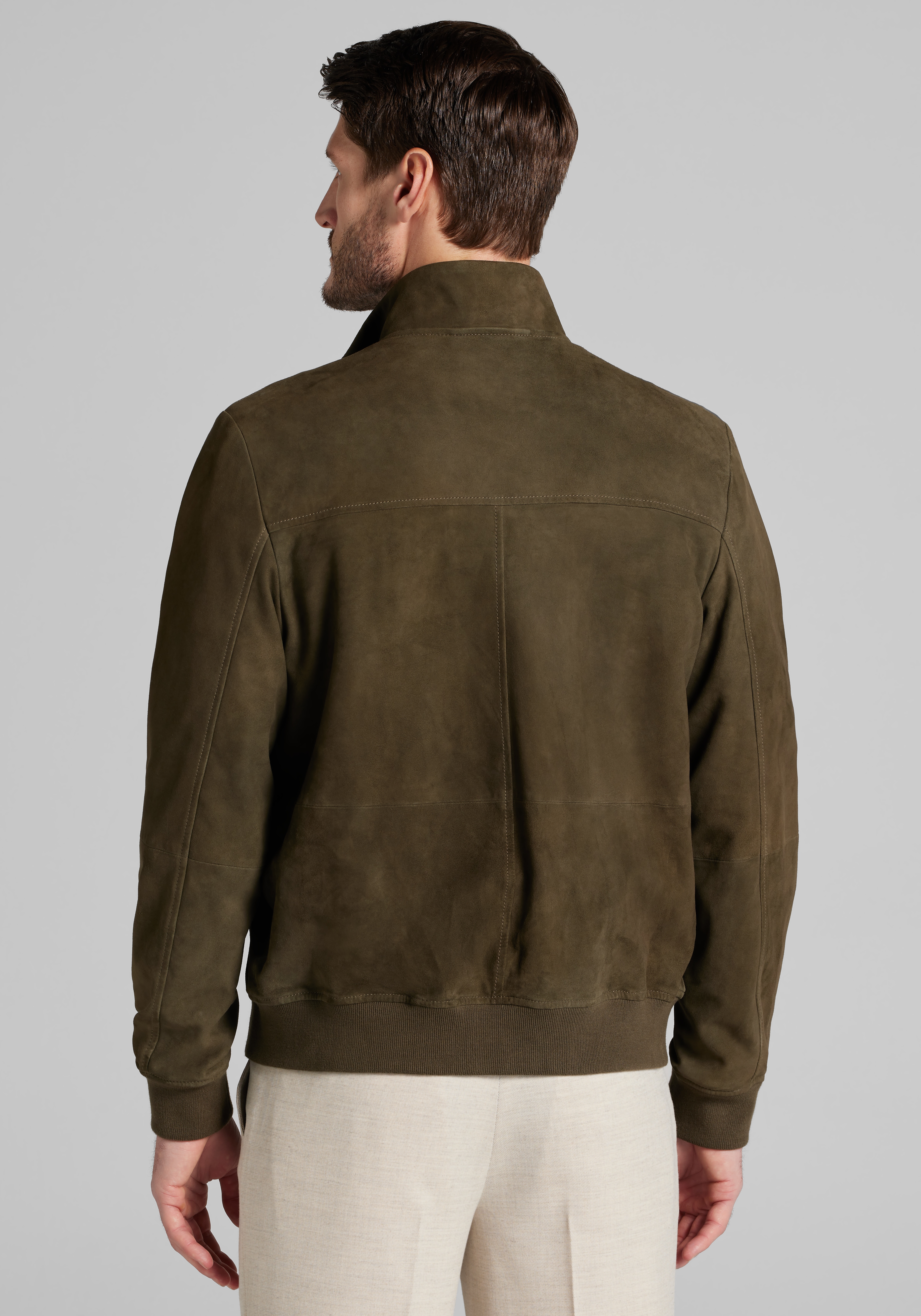 Reserve Collection Tailored Fit Suede Bomber Jacket