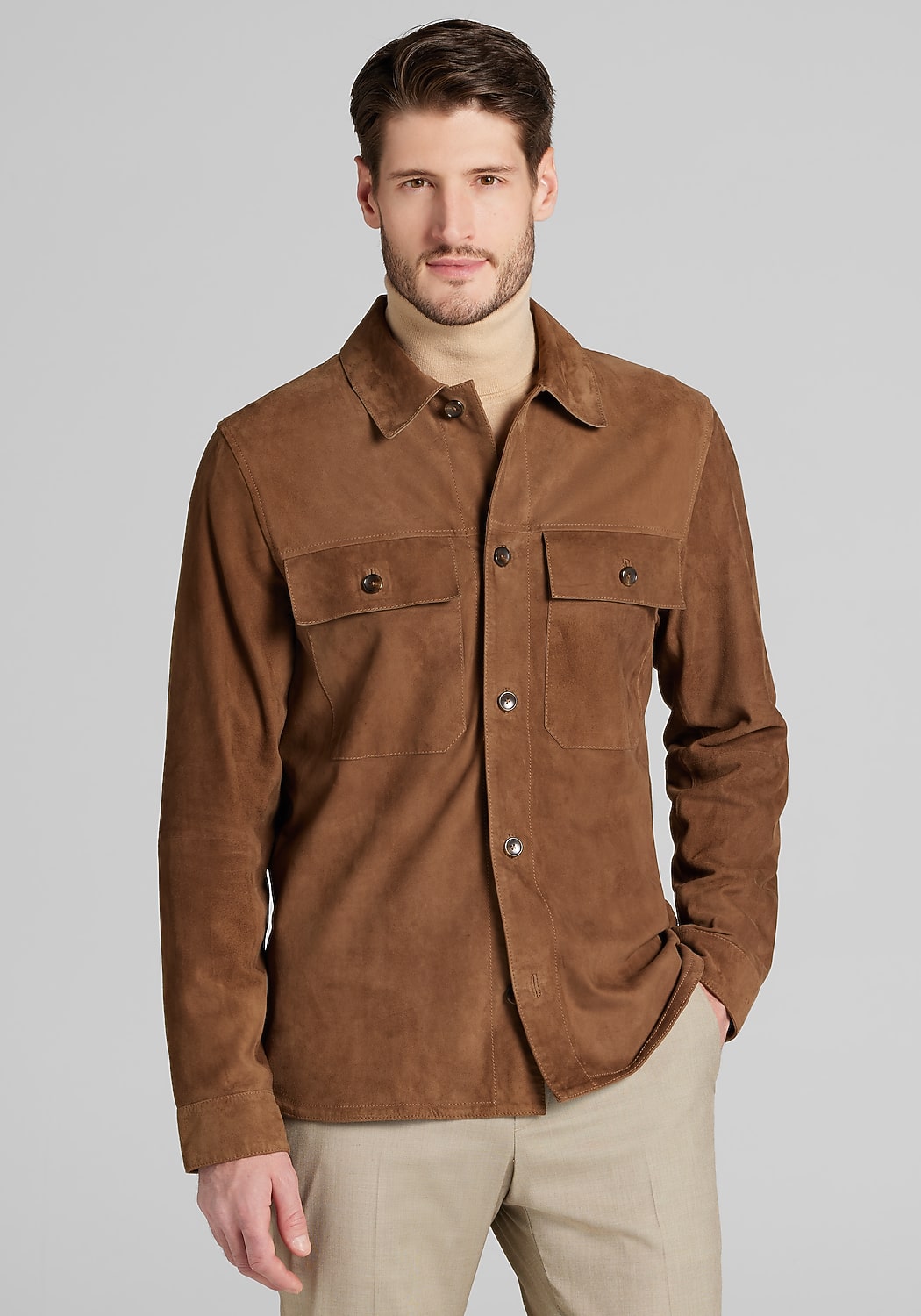 Reserve Collection Tailored Fit Suede Shirt Jacket